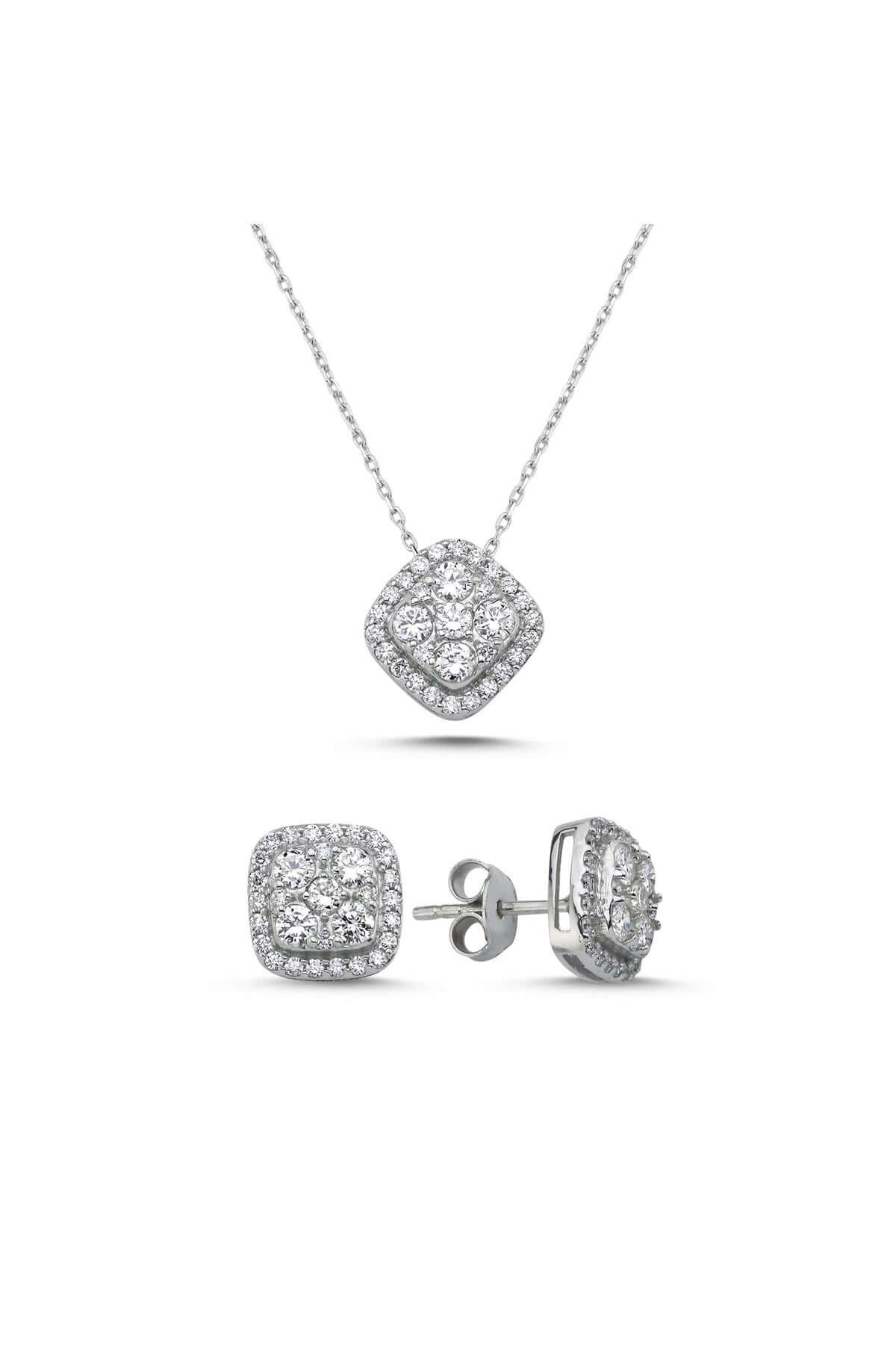 14 Ayar Altın 1,81 Karat Harmony Pırlanta Kolye Yüzük Küpe Üçlü Set