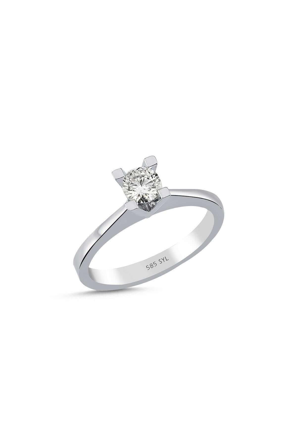 14 Ayar Altın 0,20 Karat Prenses İnce Tırnak Tektaş Yüzük