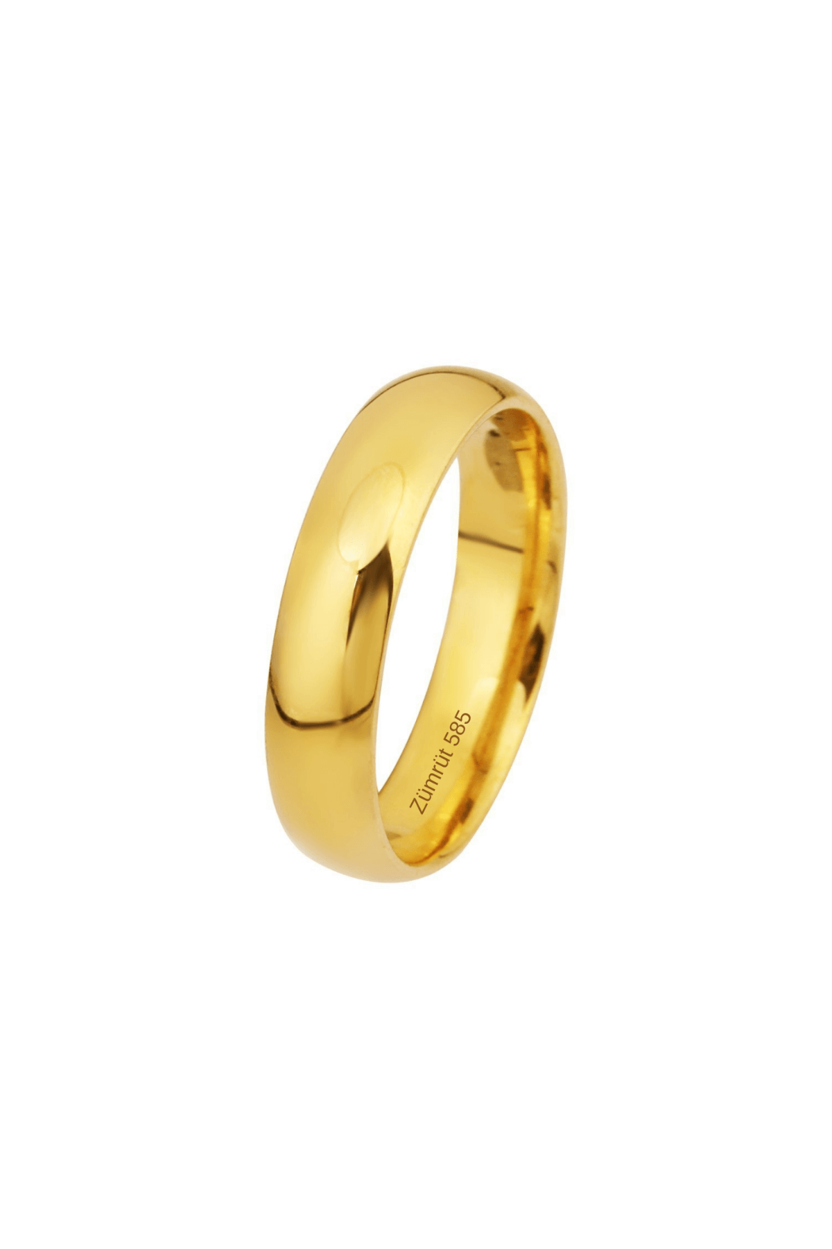14 Ayar Altın 5 mm Bombeli Alyans, sade ve şık tasarımıyla dikkat çeken alyans yüzük.