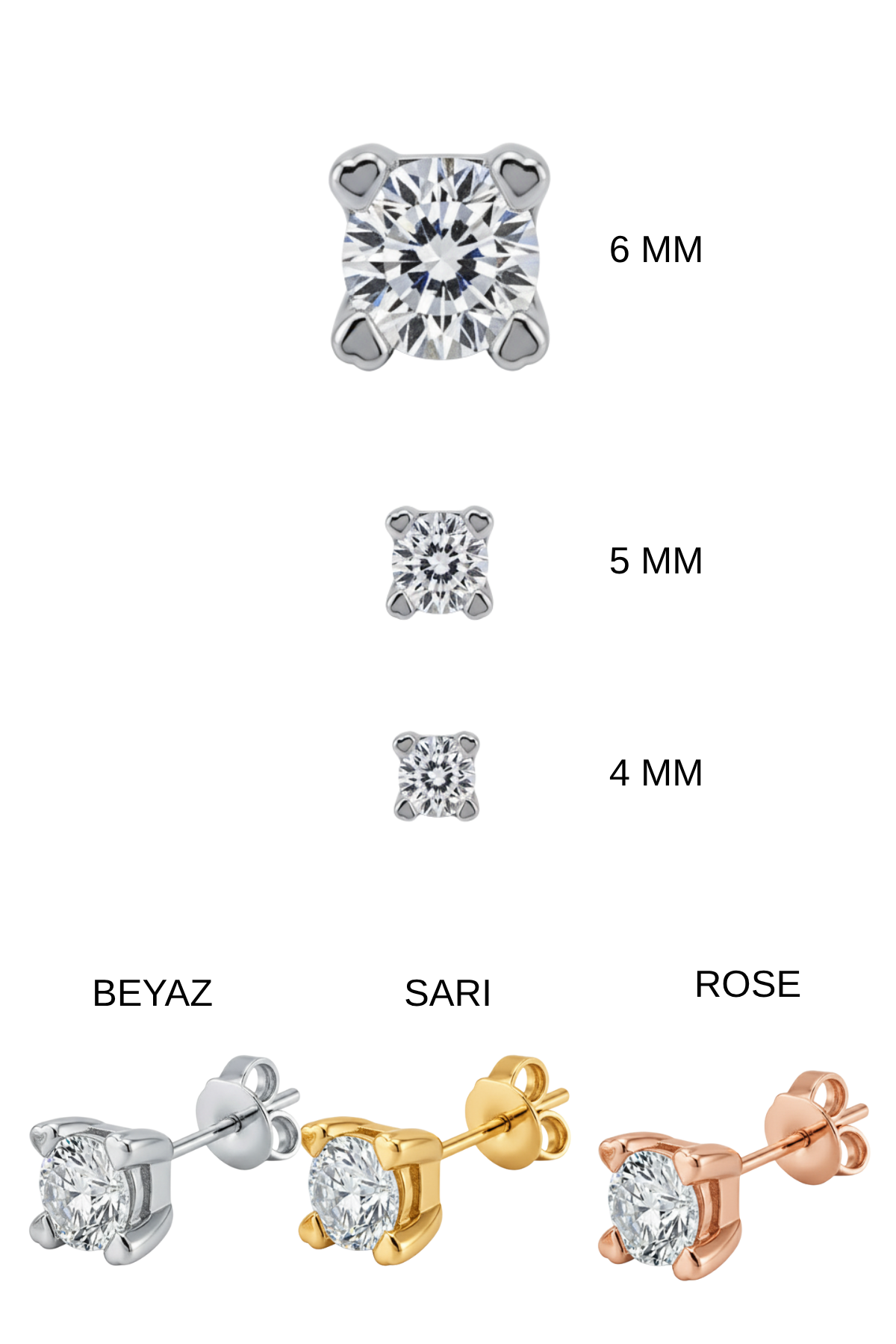 Kalp Tırnak Tektaş Küpe