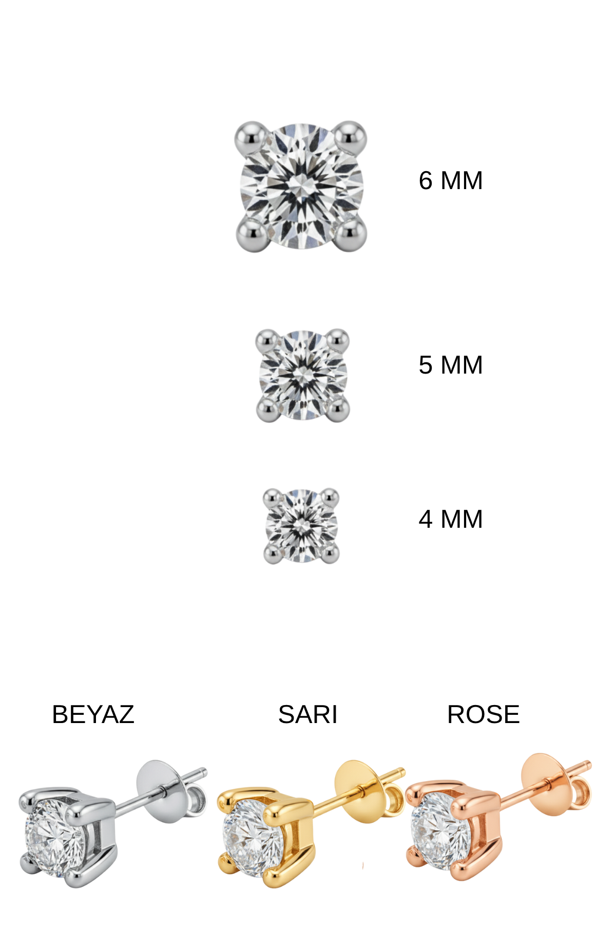 Top Tırnak Tektaş Küpe