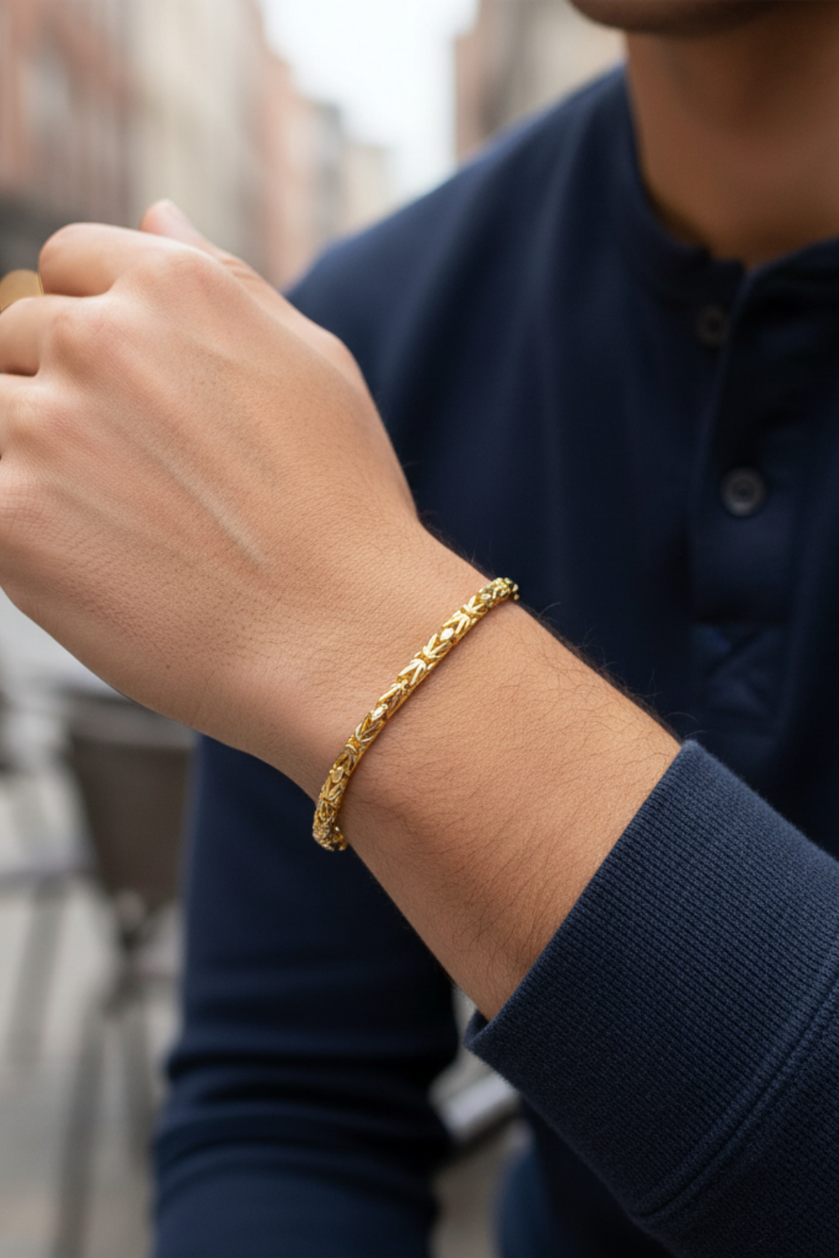 14 Ayar Altın Erkek Kral Zincir Bileklik