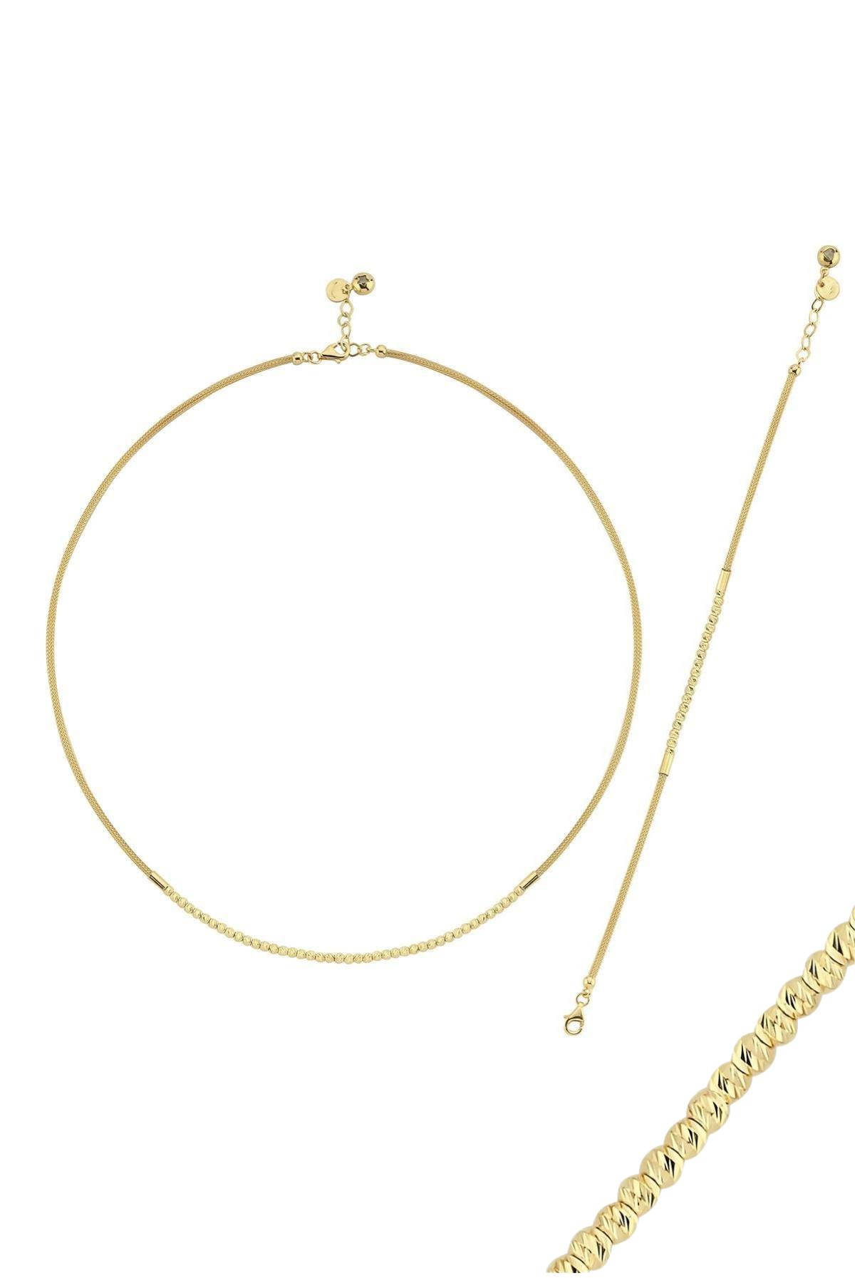 14 Ayar Altın Dorika Toplu 2.5 mm Halat Kolye Bileklik İkili Set