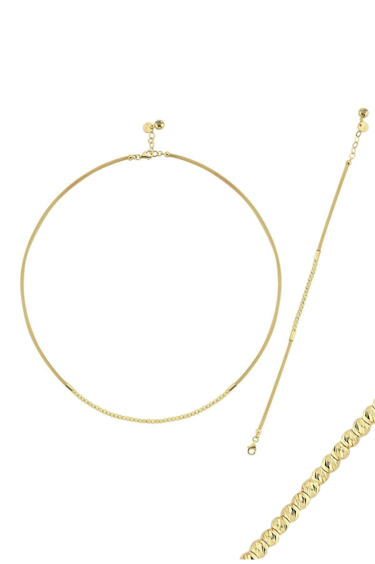 14 Ayar Altın Dorika Toplu 2.5 mm Halat Kolye Bileklik İkili Set