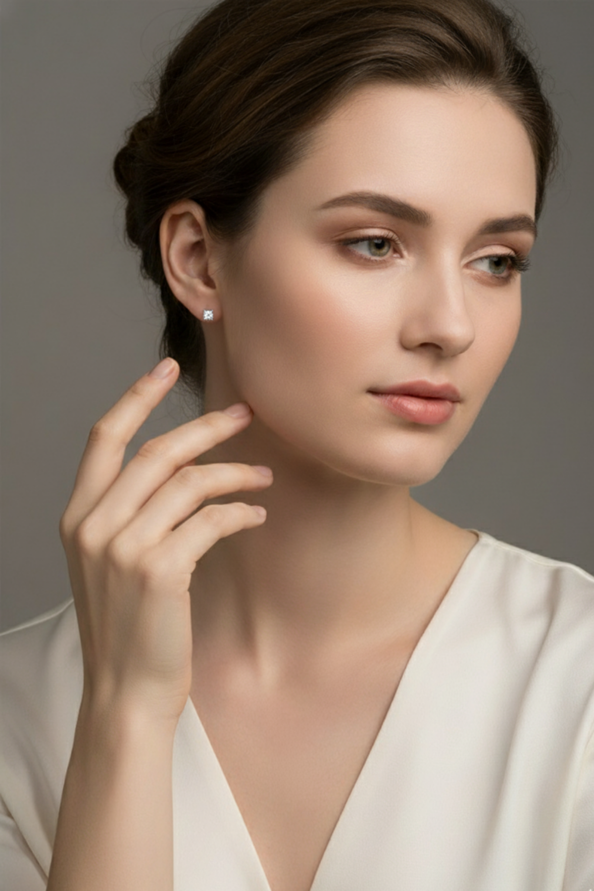 Kalp Tırnak Tektaş Küpe