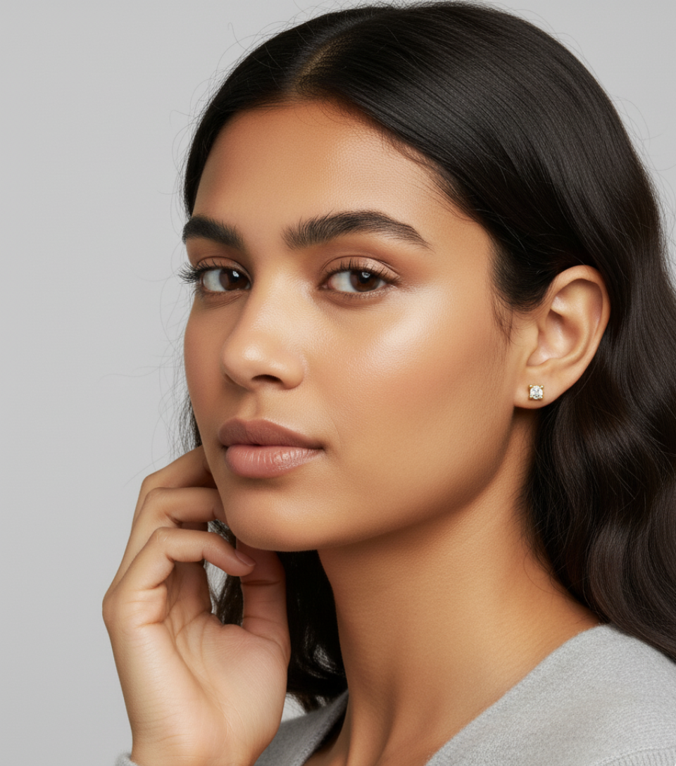 Top Tırnak Tektaş Küpe