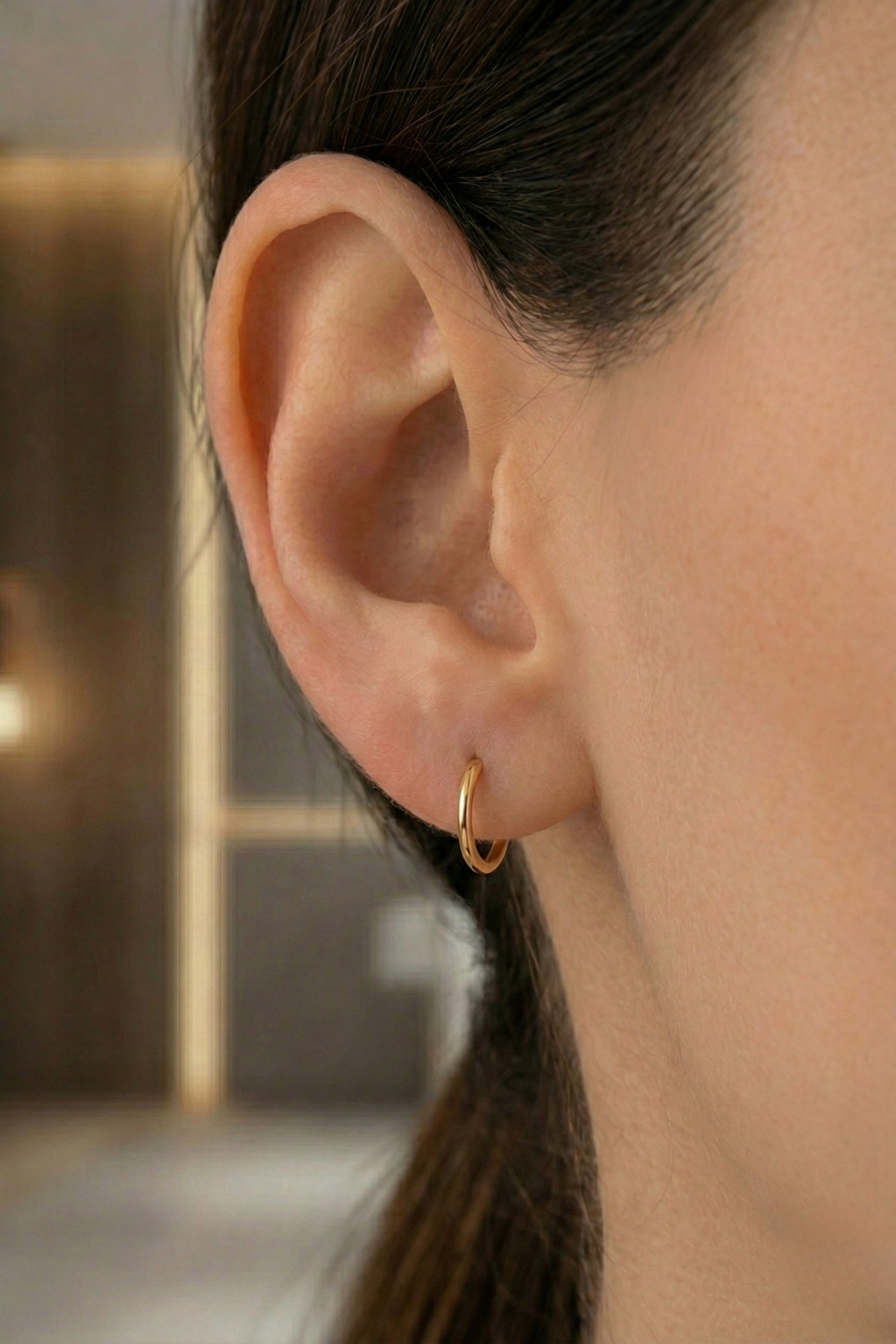 14 Ayar Altın Düz Halka Küpe