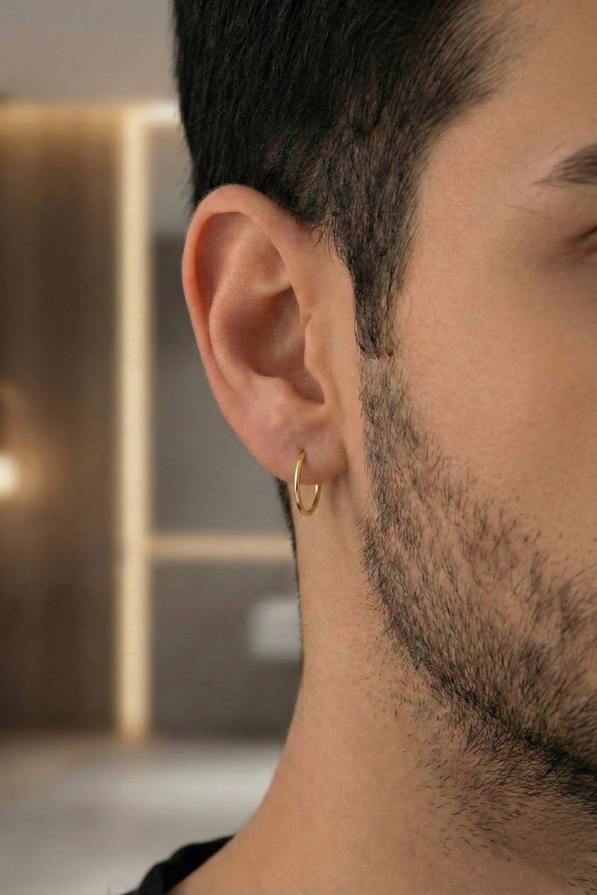 14 Ayar Altın Düz Halka Küpe