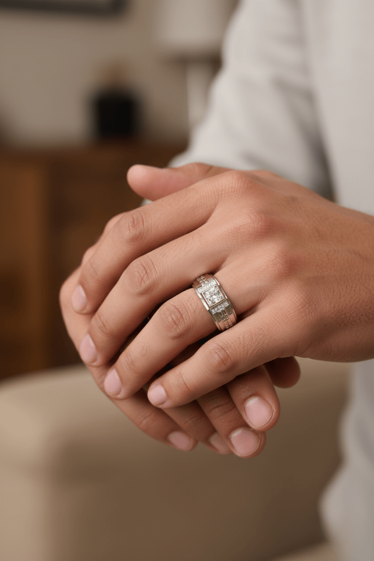 0,36 CT Pırlantalı Platin Erkek Yüzük