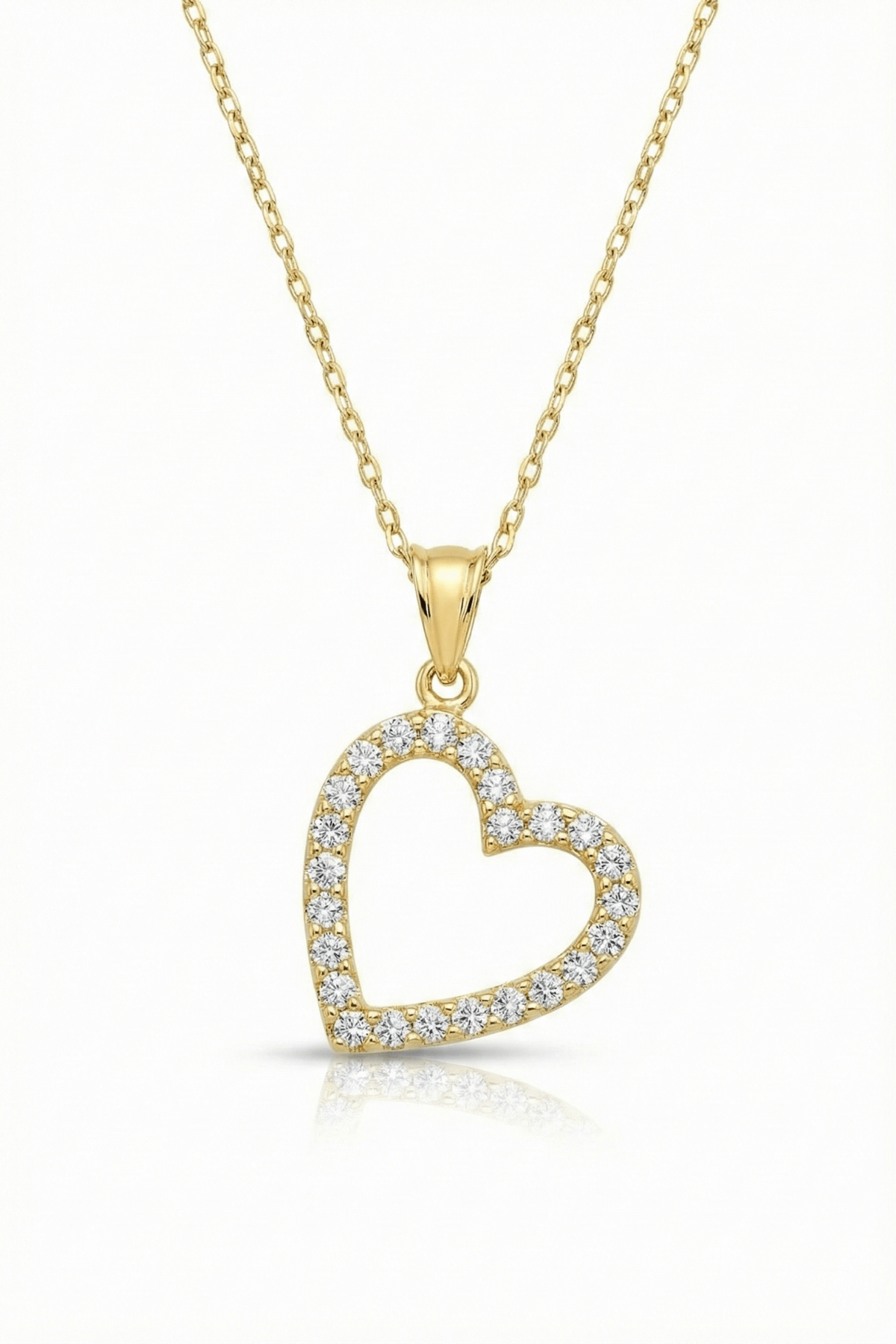 14 Ayar Altın Zirkon Taşlı Kalpli Kolye