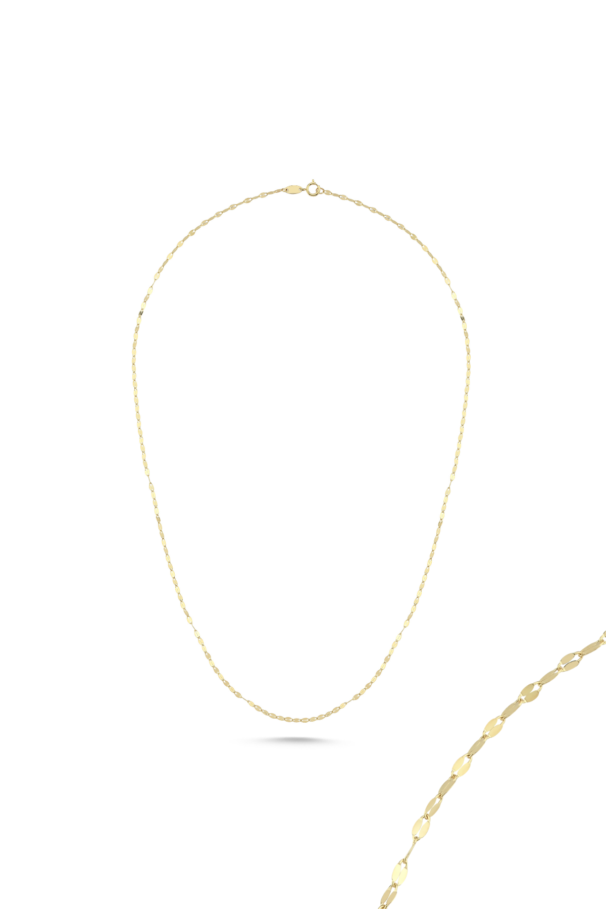 14 Ayar Altın Aynalı Zincir Kolye