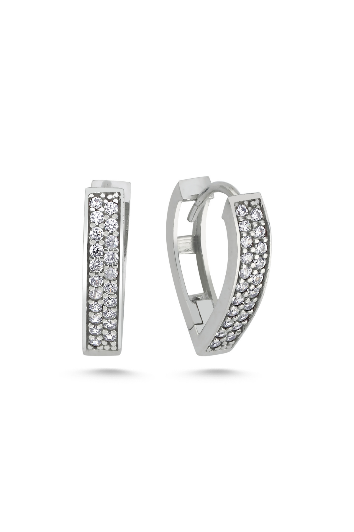 14 Ayar Altın Taşlı Beyaz Küpe