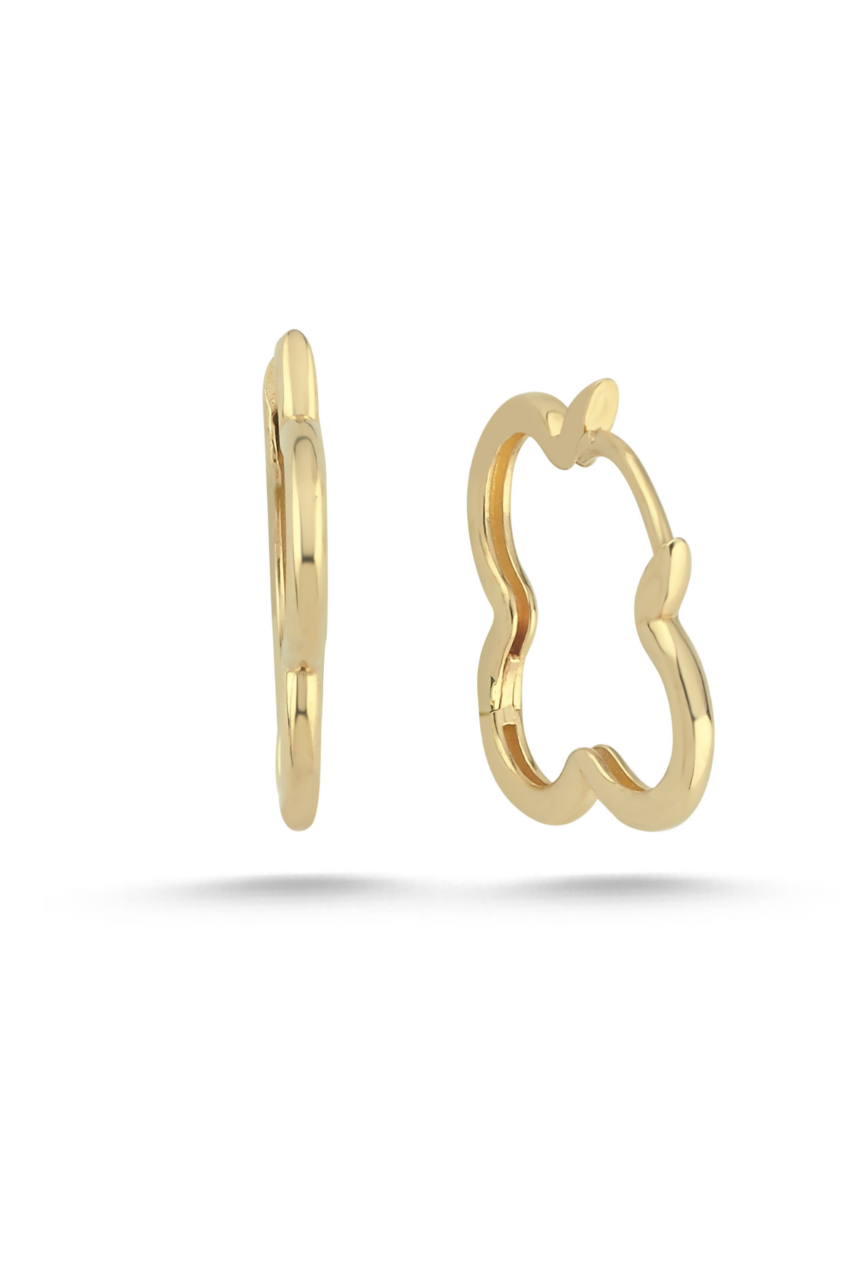 14 Ayar Altın Yonca Desenli Küpe