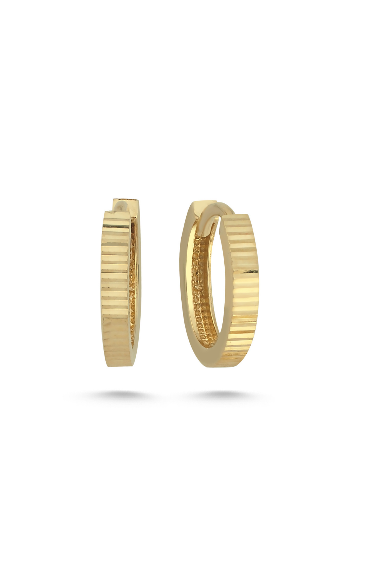 14 Ayar Altın Çizgili Halka Küpe