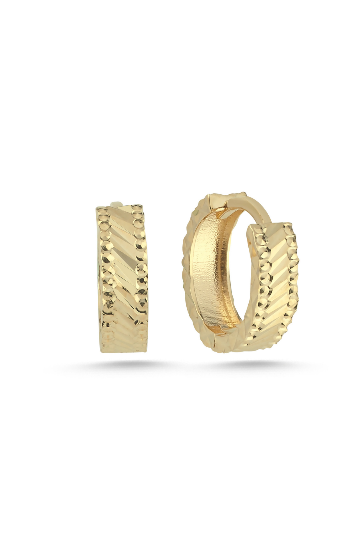 14 Ayar Altın Kalemli Halka Küpe