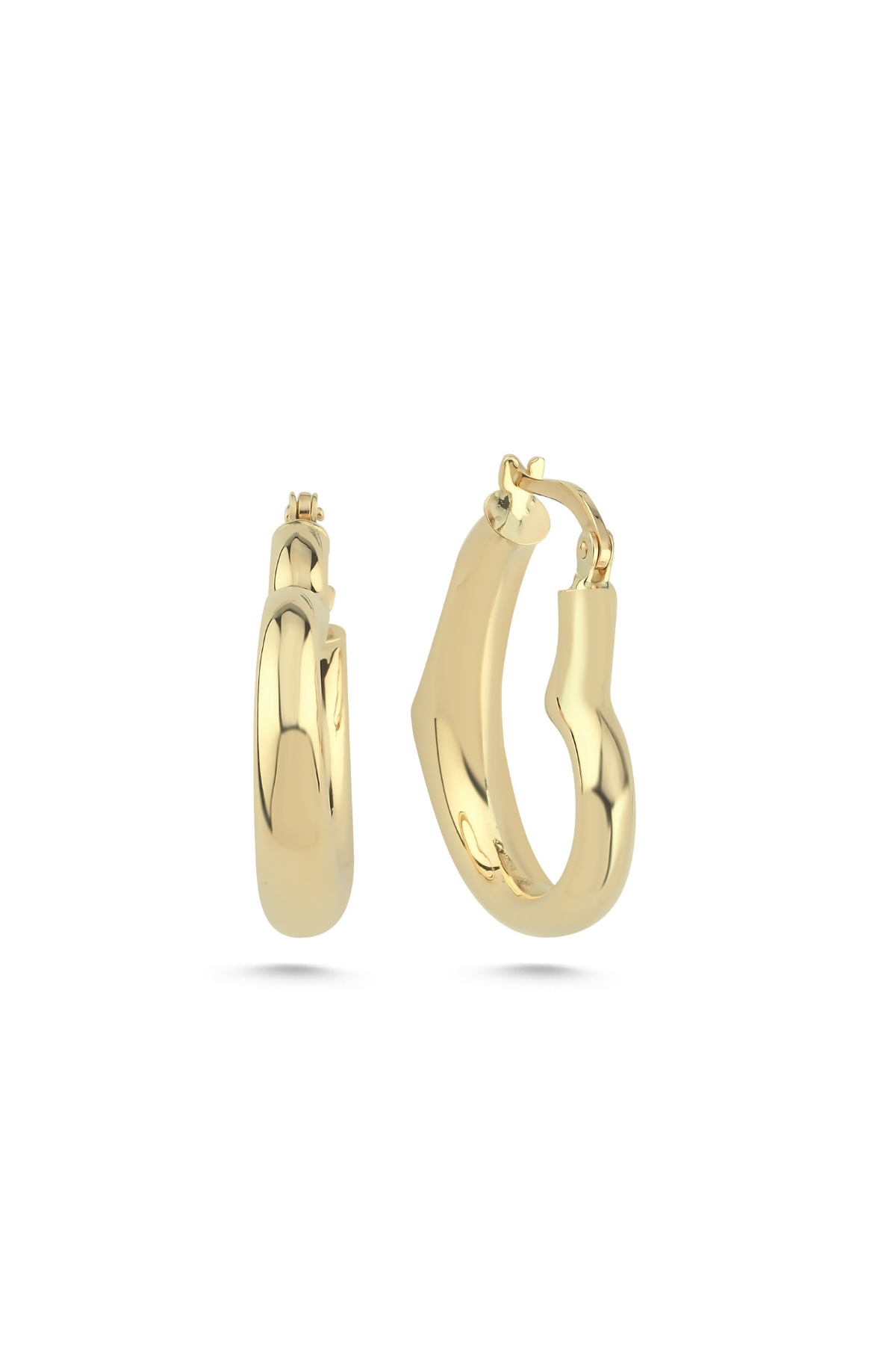 14 Ayar Altın Kalın Kalp Küpe