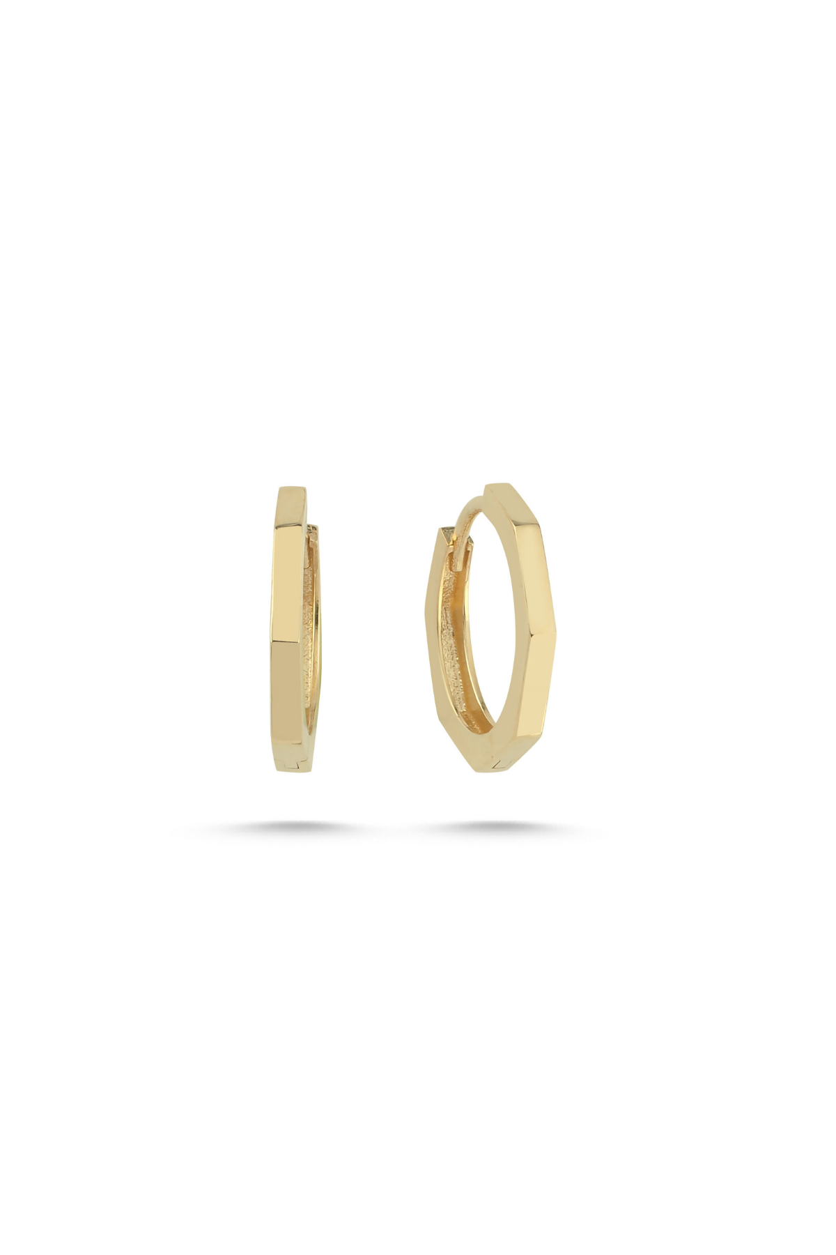 14 Ayar Altın Köşeli Halka Küpe