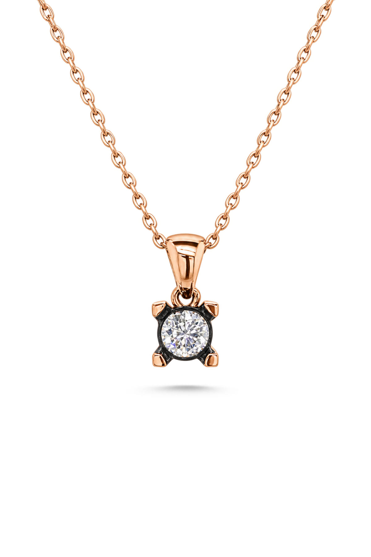 8 Ayar Altın 0.20 Ct Elmas Tektaş Kadın Kolye