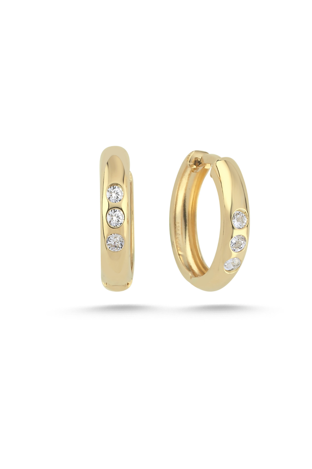 14 Ayar Altın Taşlı Halka Küpe