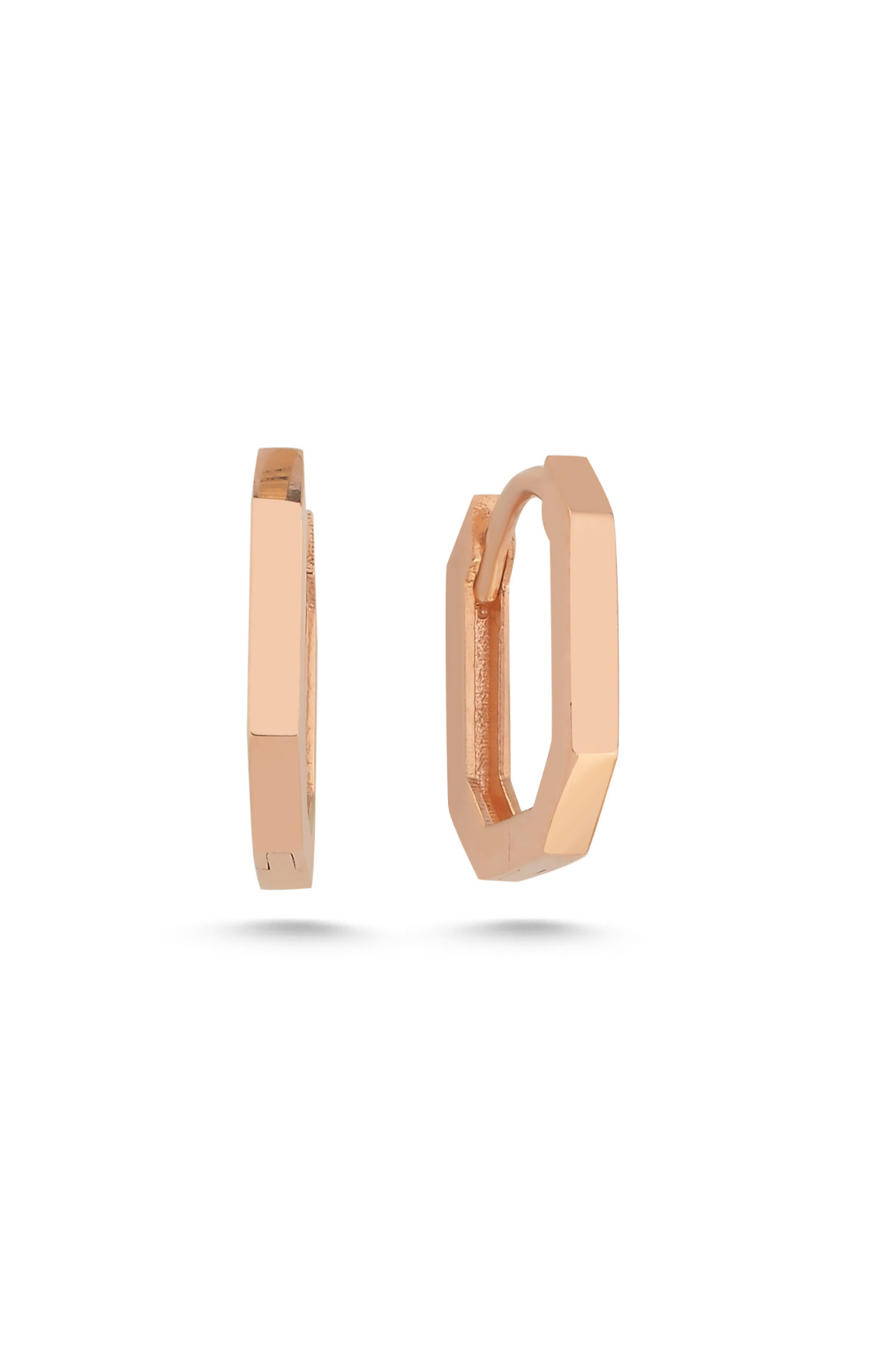 14 Ayar Altın Köşeli Rose Halka Küpe