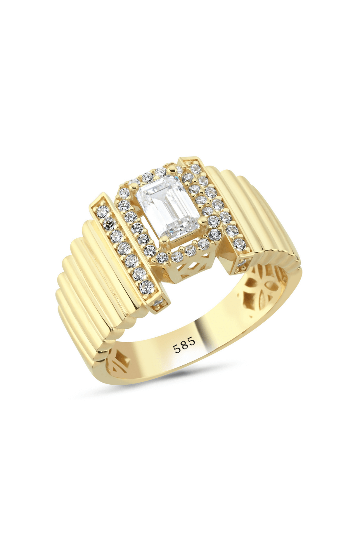 14 Ayar Altın Taşlı Baget Yüzük