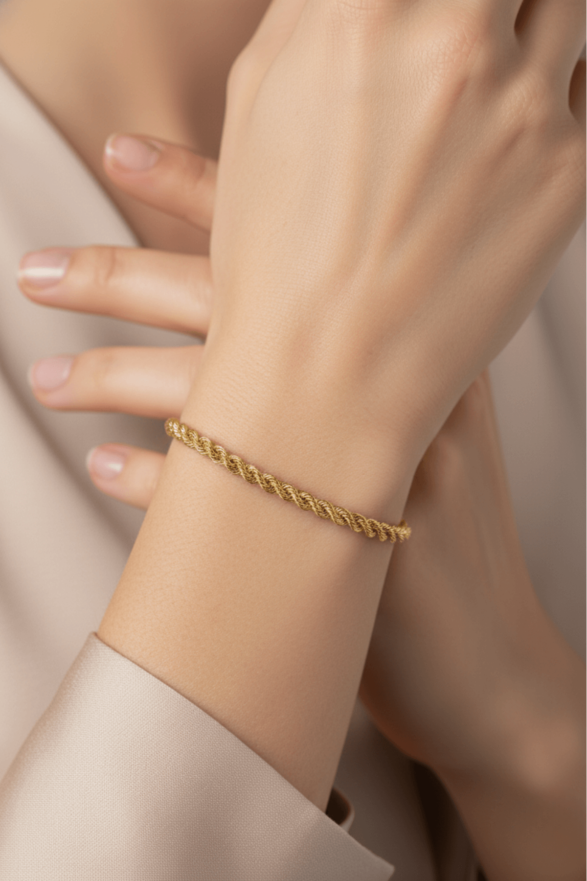 Ters Örgü Halat Bileklik 14 Ayar Altın