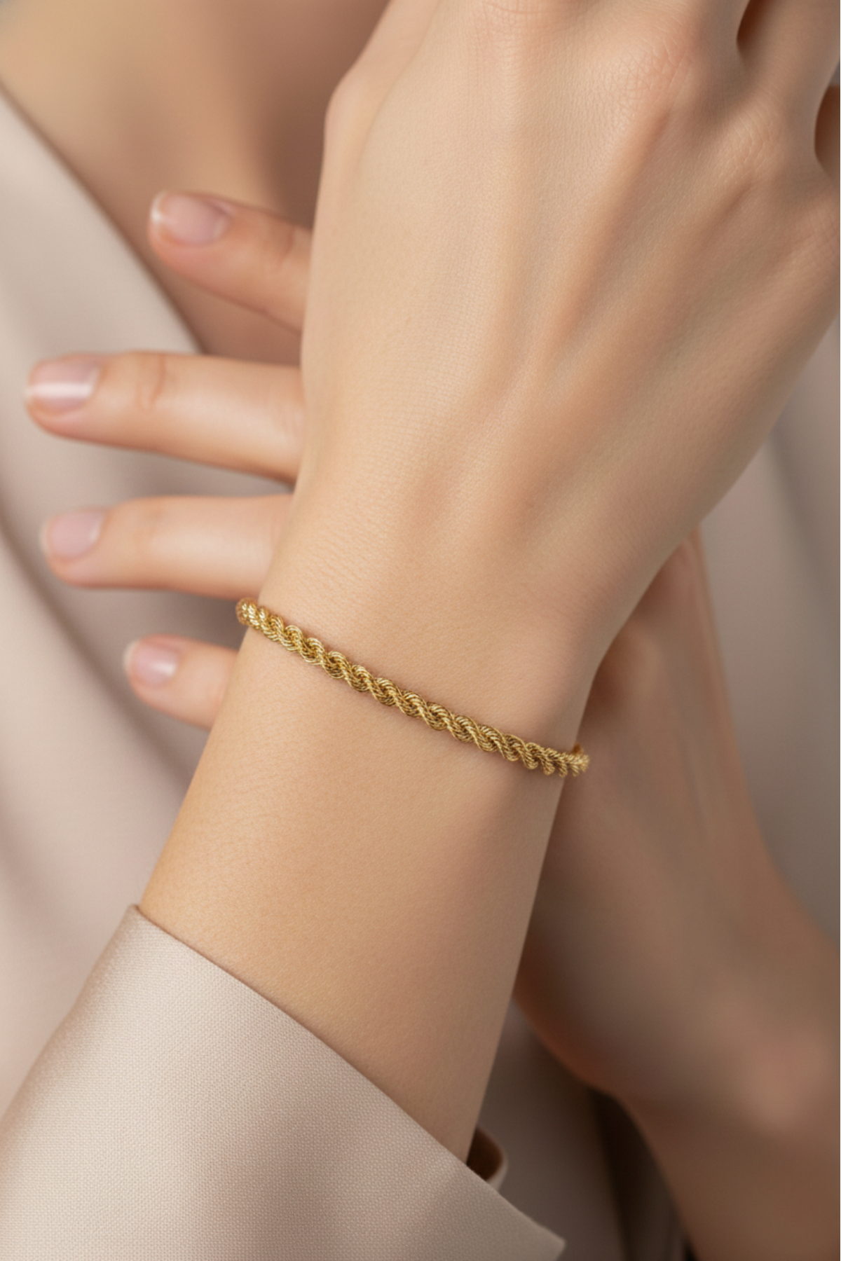 Ters Örgü Halat Bileklik 14 Ayar Altın