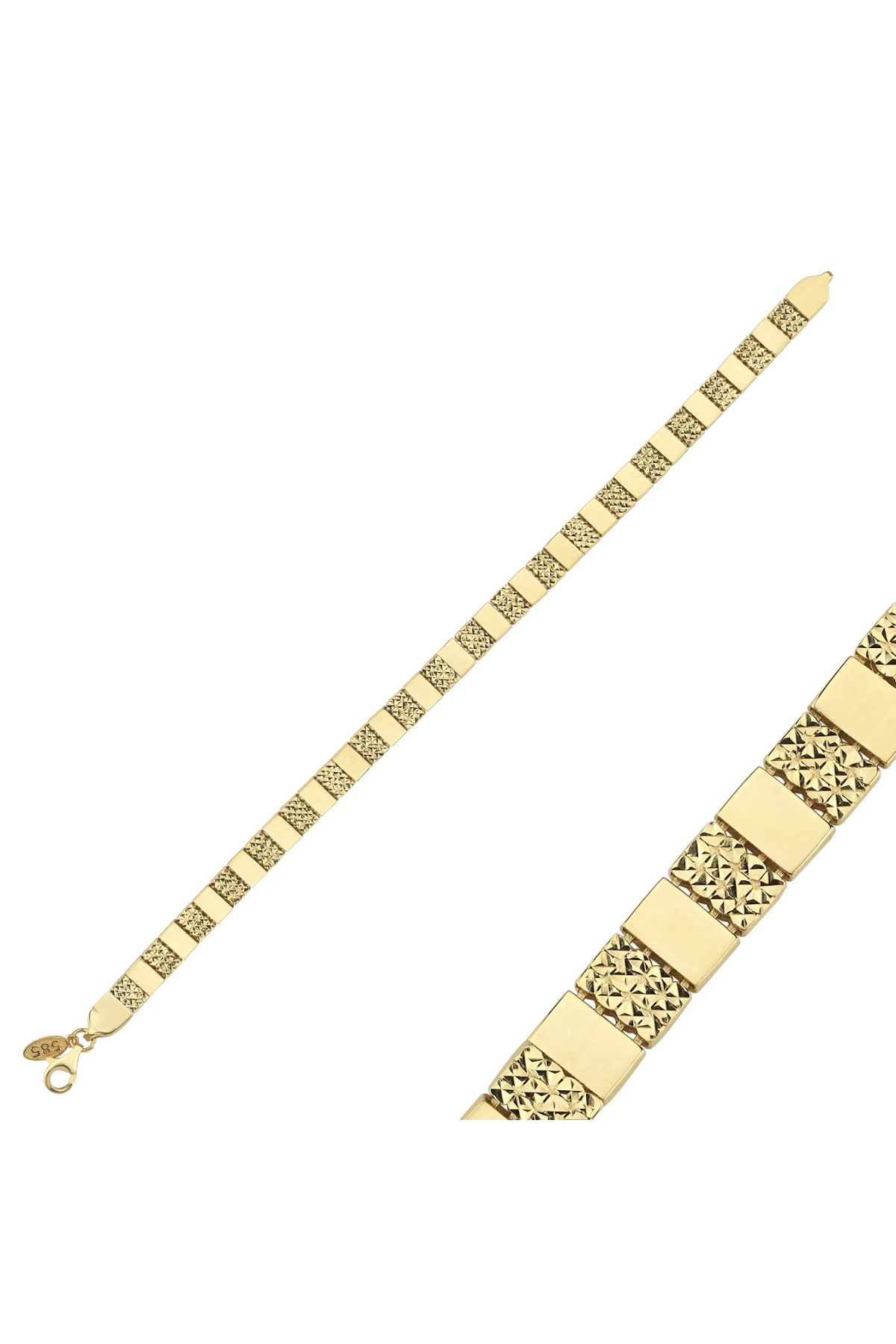 14 Ayar Altın Sıralı Kare Bileklik