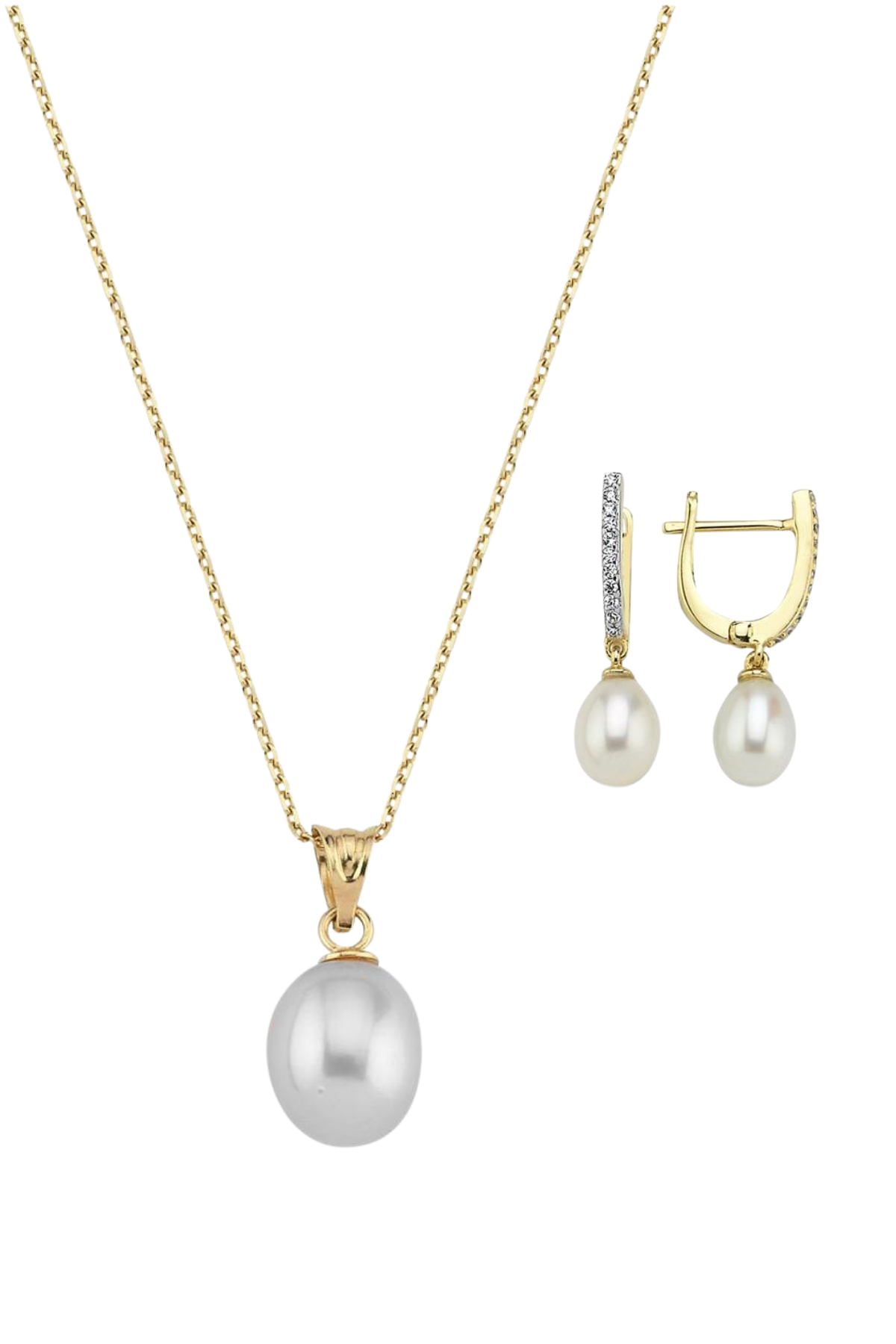 Damla Doğal İnci Kolye Küpe İkili Set