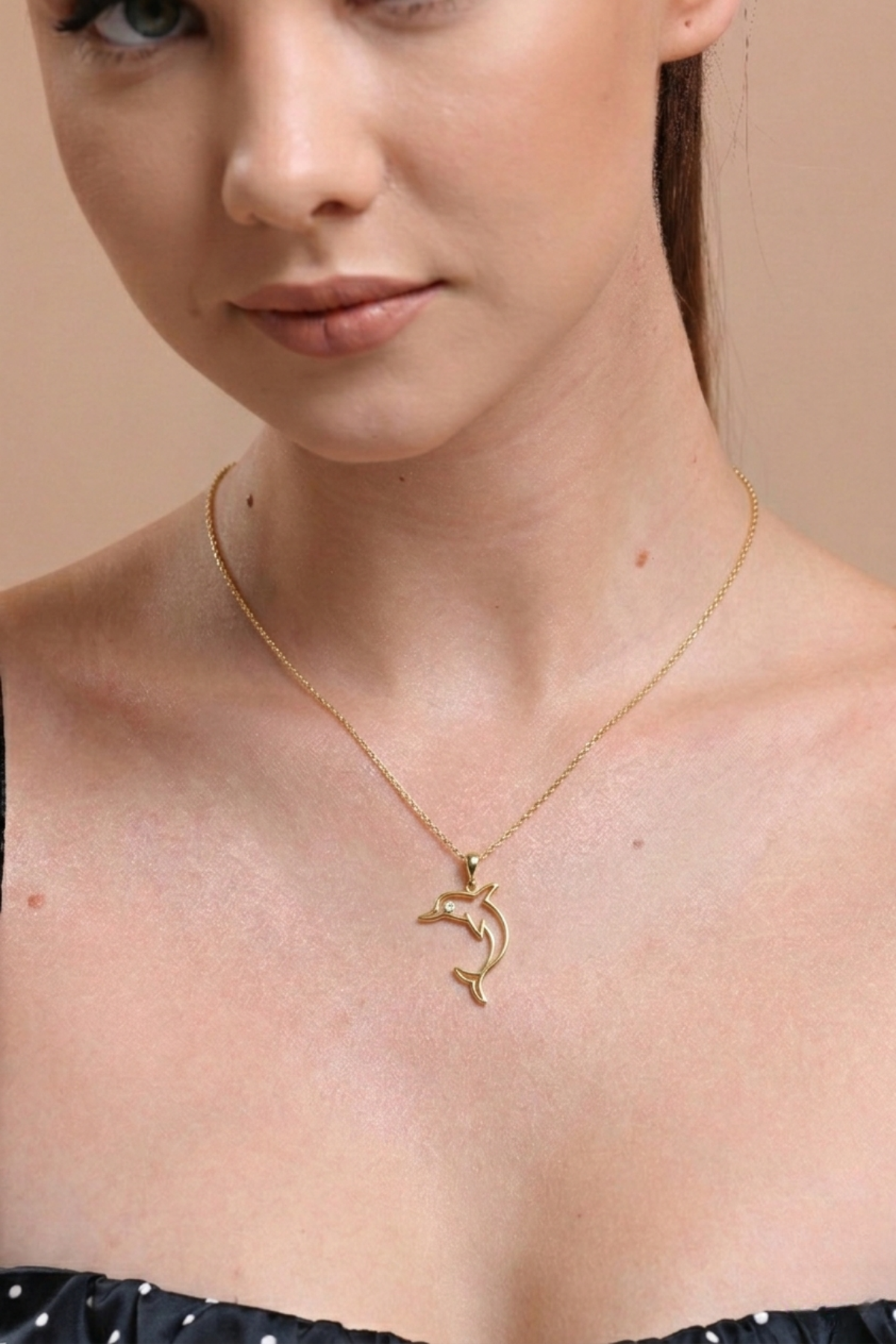 14 Ayar Altın Yunus Kolye