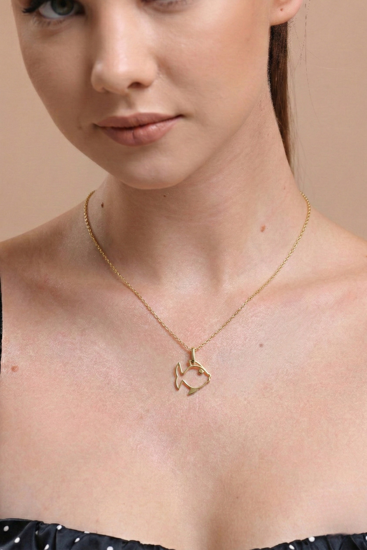 14 Ayar Altın Balık Kolye