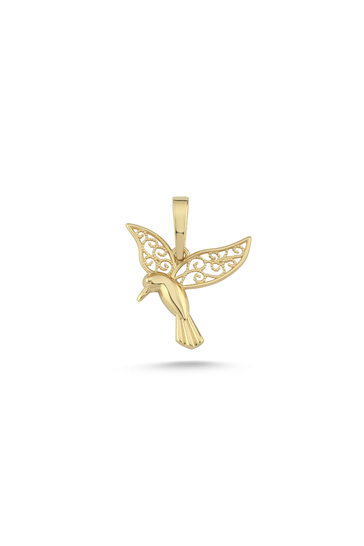 14 Ayar Altın Sinek Kuşu Kolye