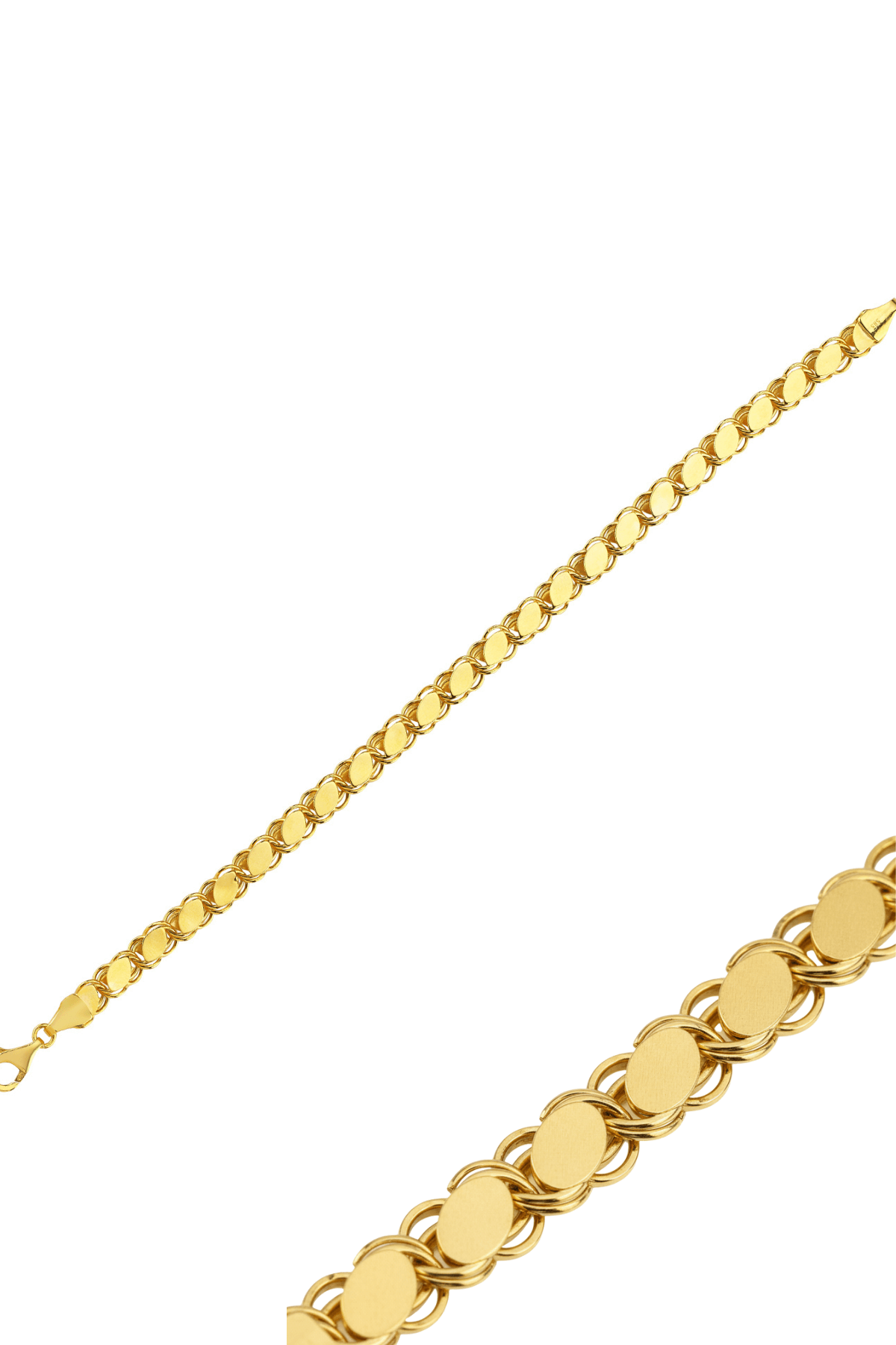 14 Ayar Altın Pullu Zincir Bileklik