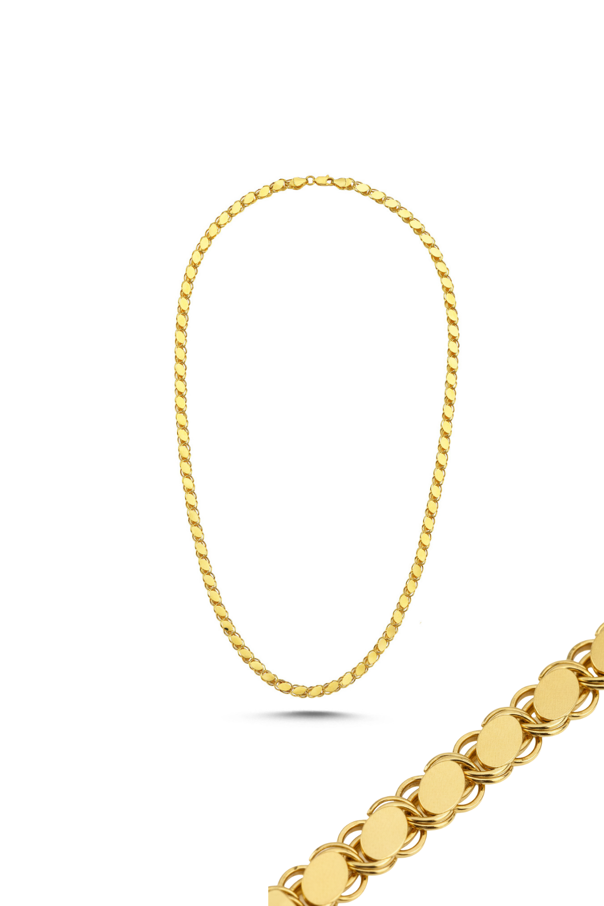 14 Ayar Altın Pullu Zincir Kolye