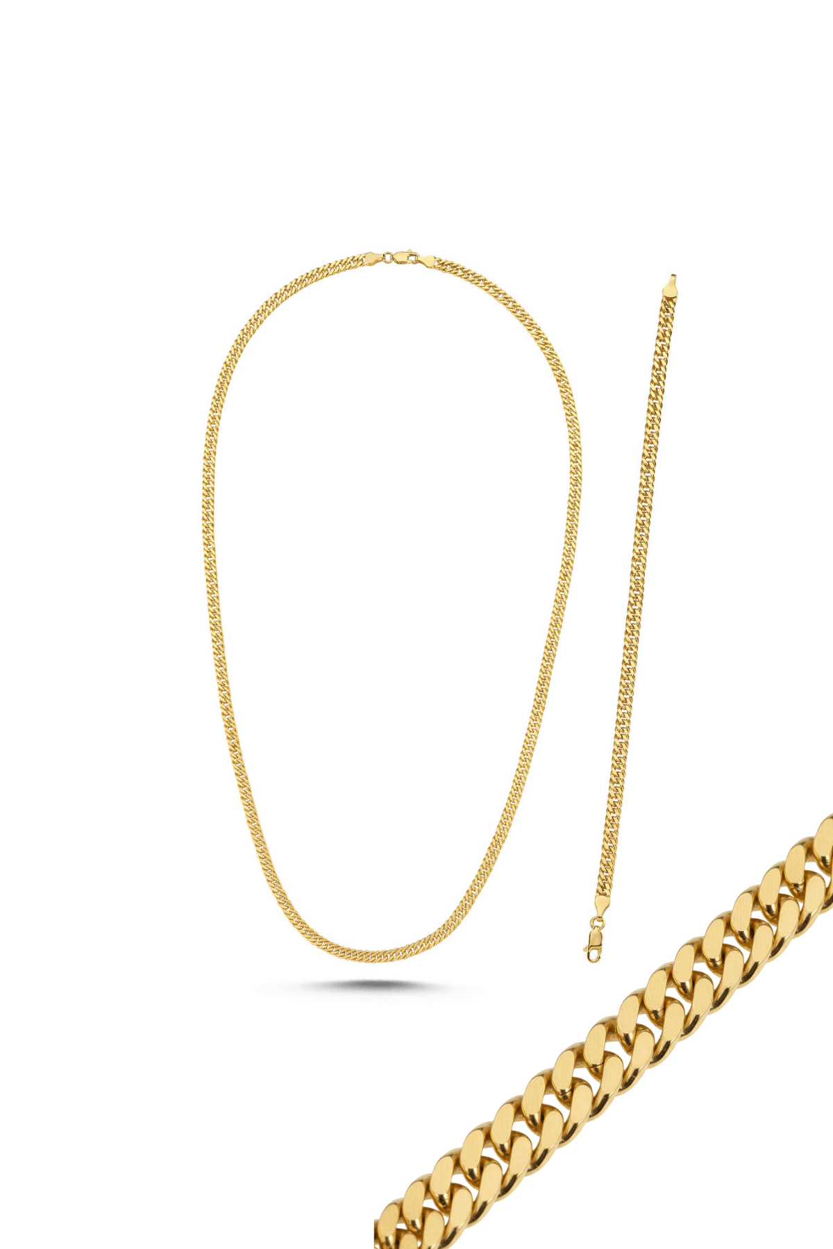 14 Ayar Altın Gurmet Zincir Kolye Bileklik İkili Set