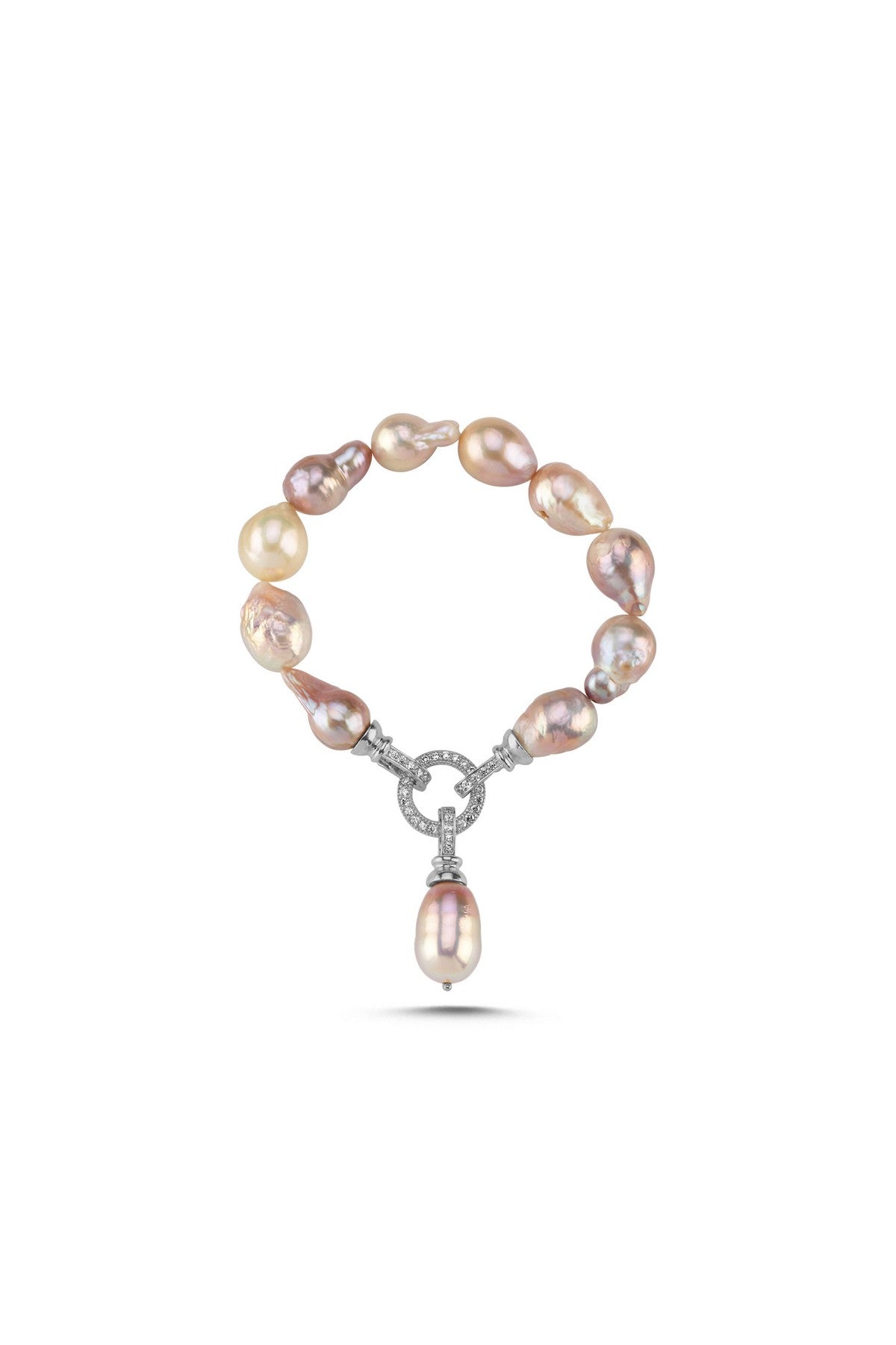 Halka Kilitli Multicolor Doğal Barok İnci Bileklik