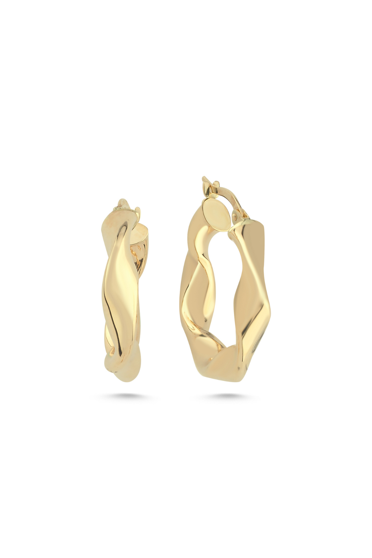 14 Ayar Altın Kalın Burgulu Halka Küpe