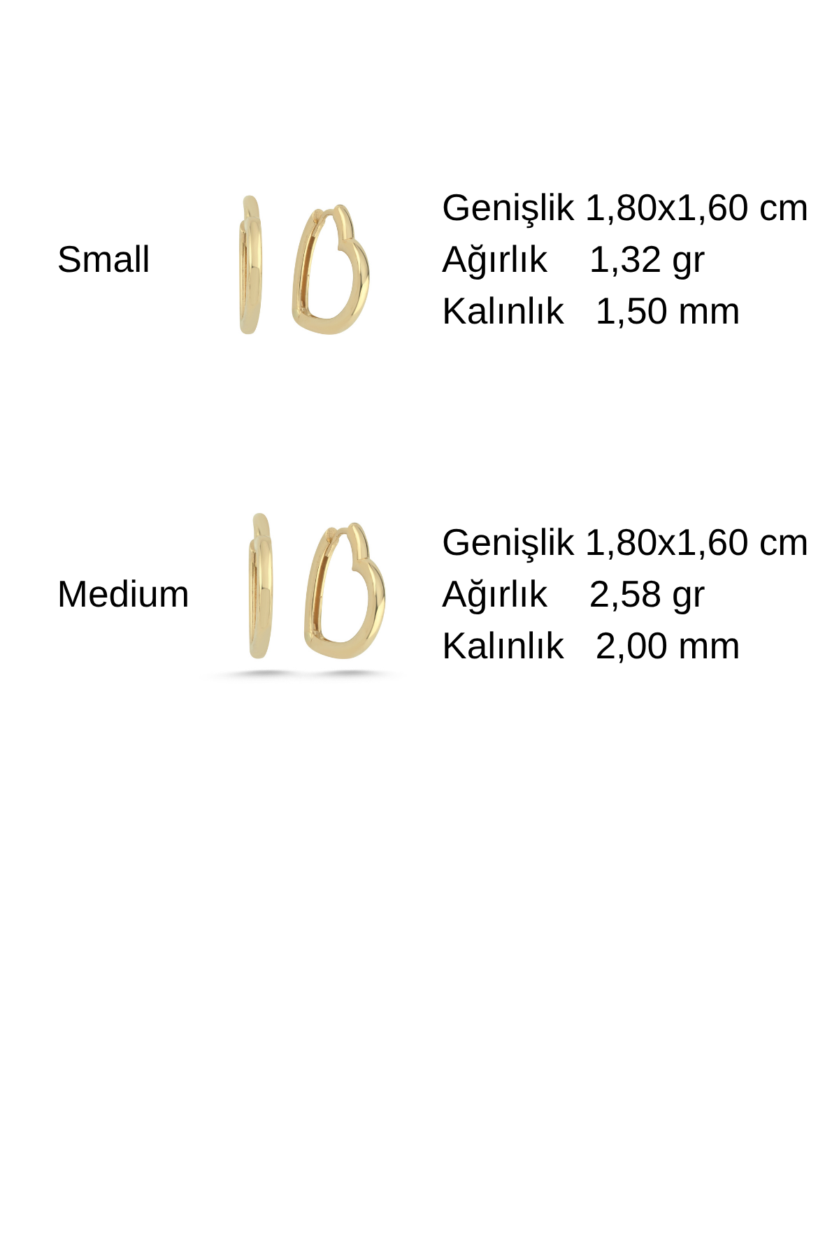 14 Ayar Altın Kalp Küpe