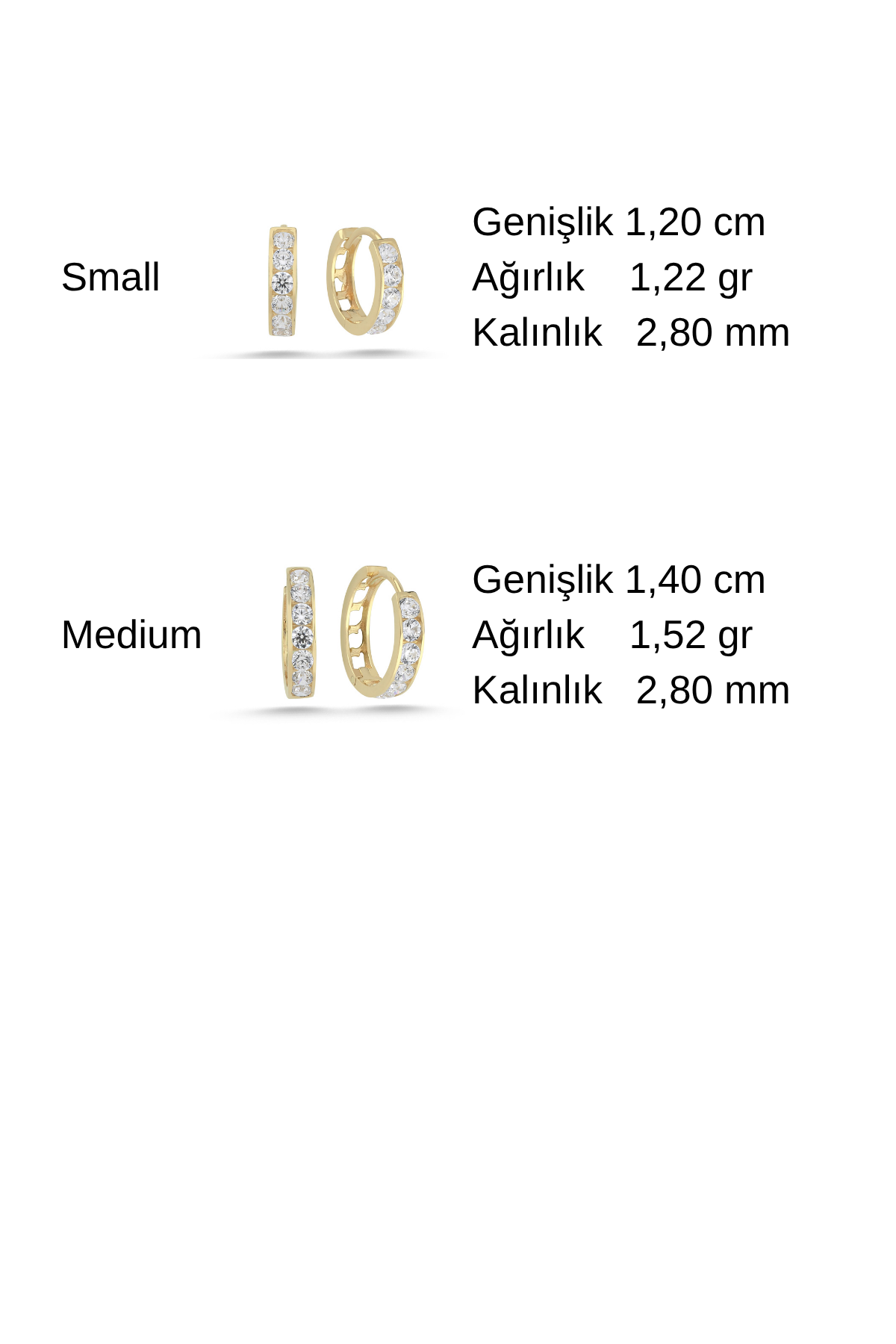 14 Ayar Altın Taşlı Halka Küpe