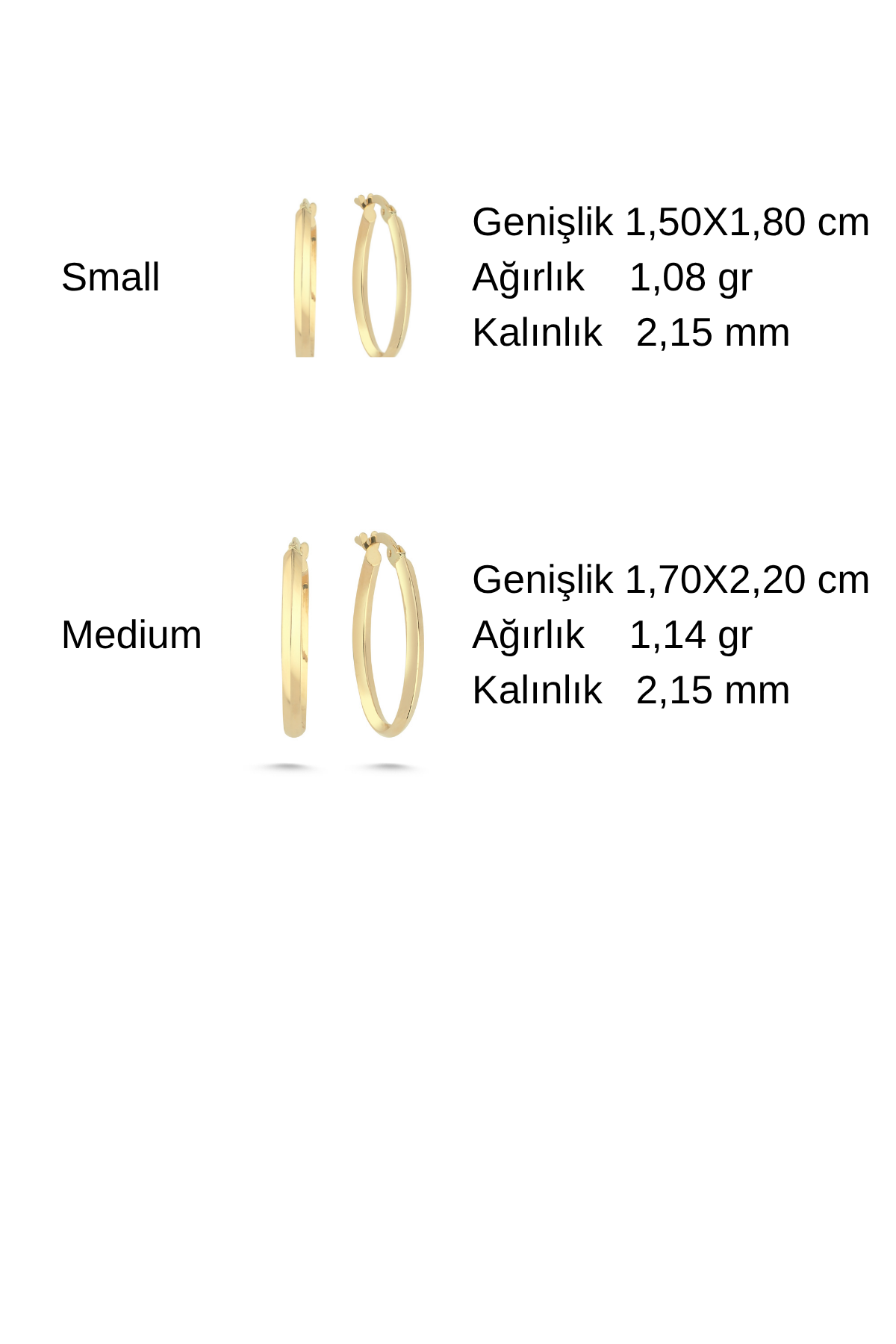 14 Ayar Altın Elips Halka Küpe