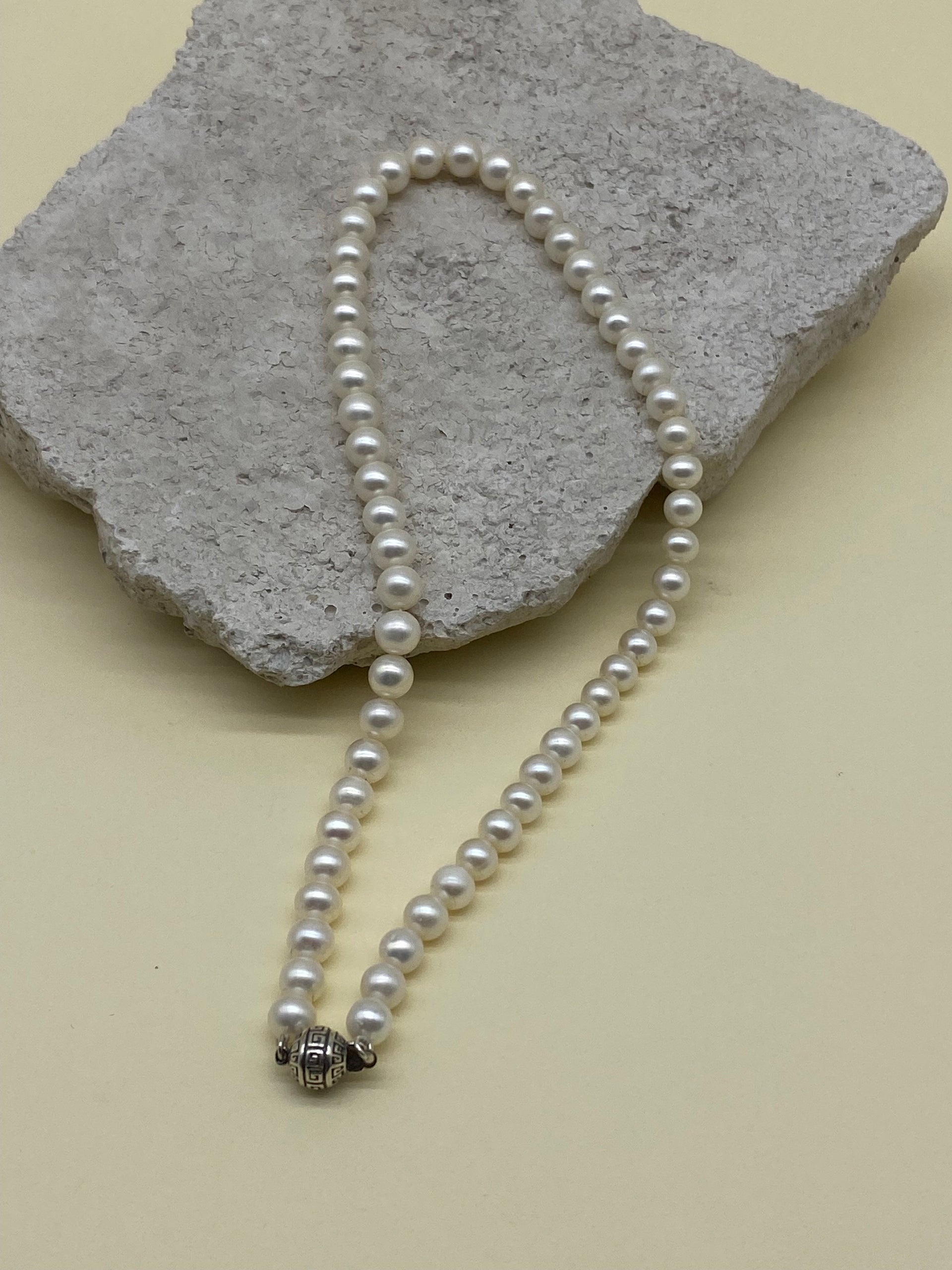 Beyaz Doğal İnci Erkek Kolye