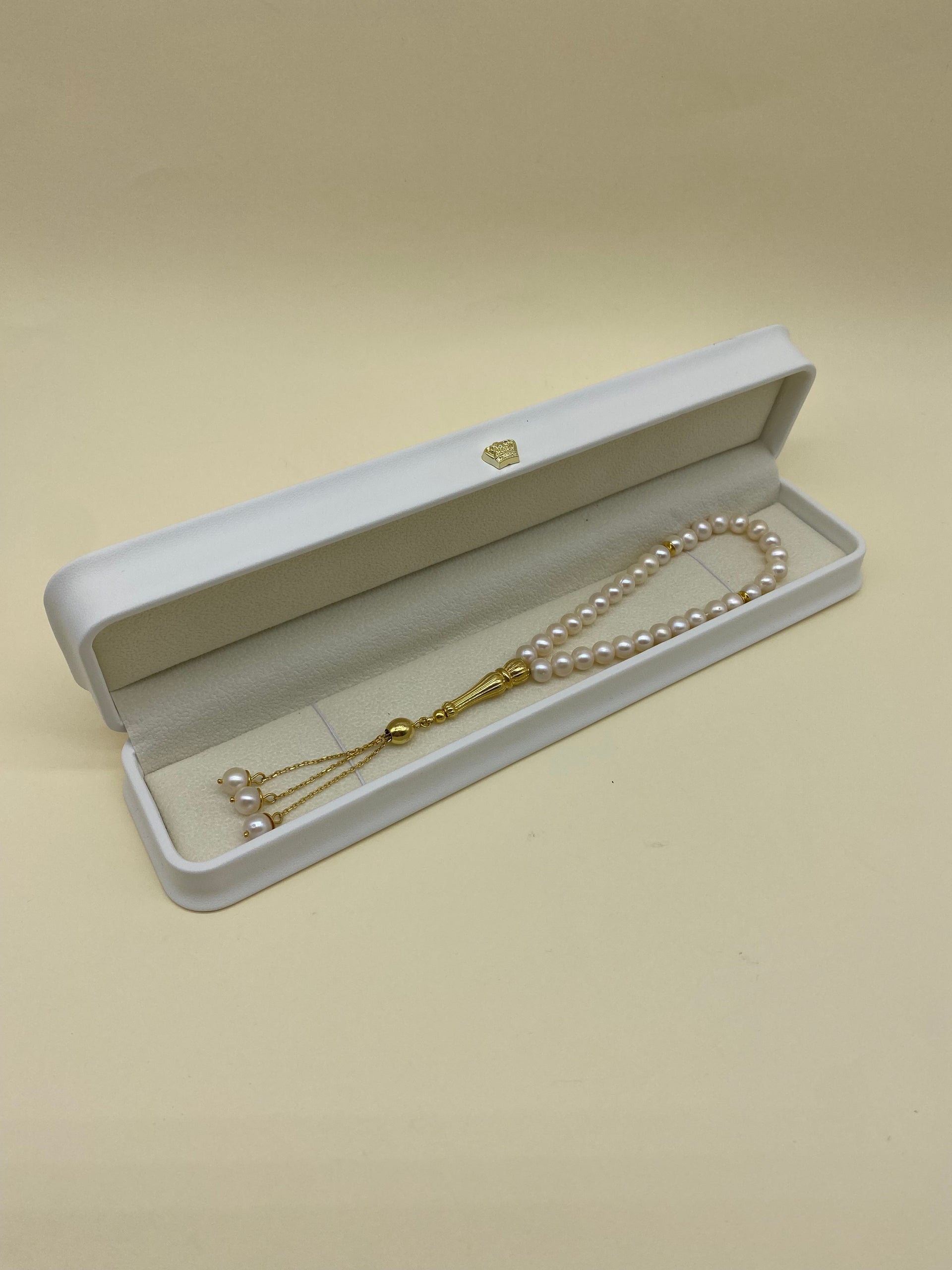 Beyaz Doğal İnci Püsküllü Tespih