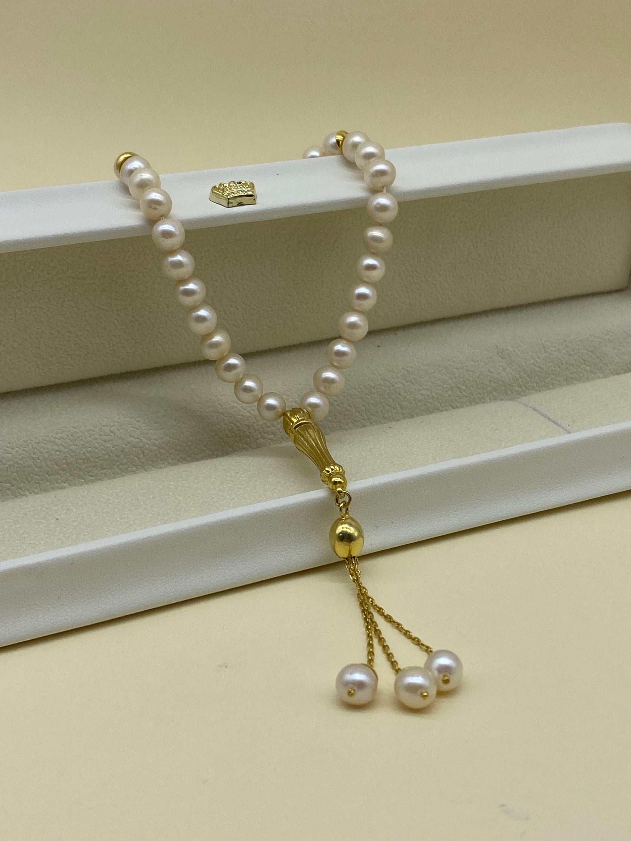 Beyaz Doğal İnci Püsküllü Tespih