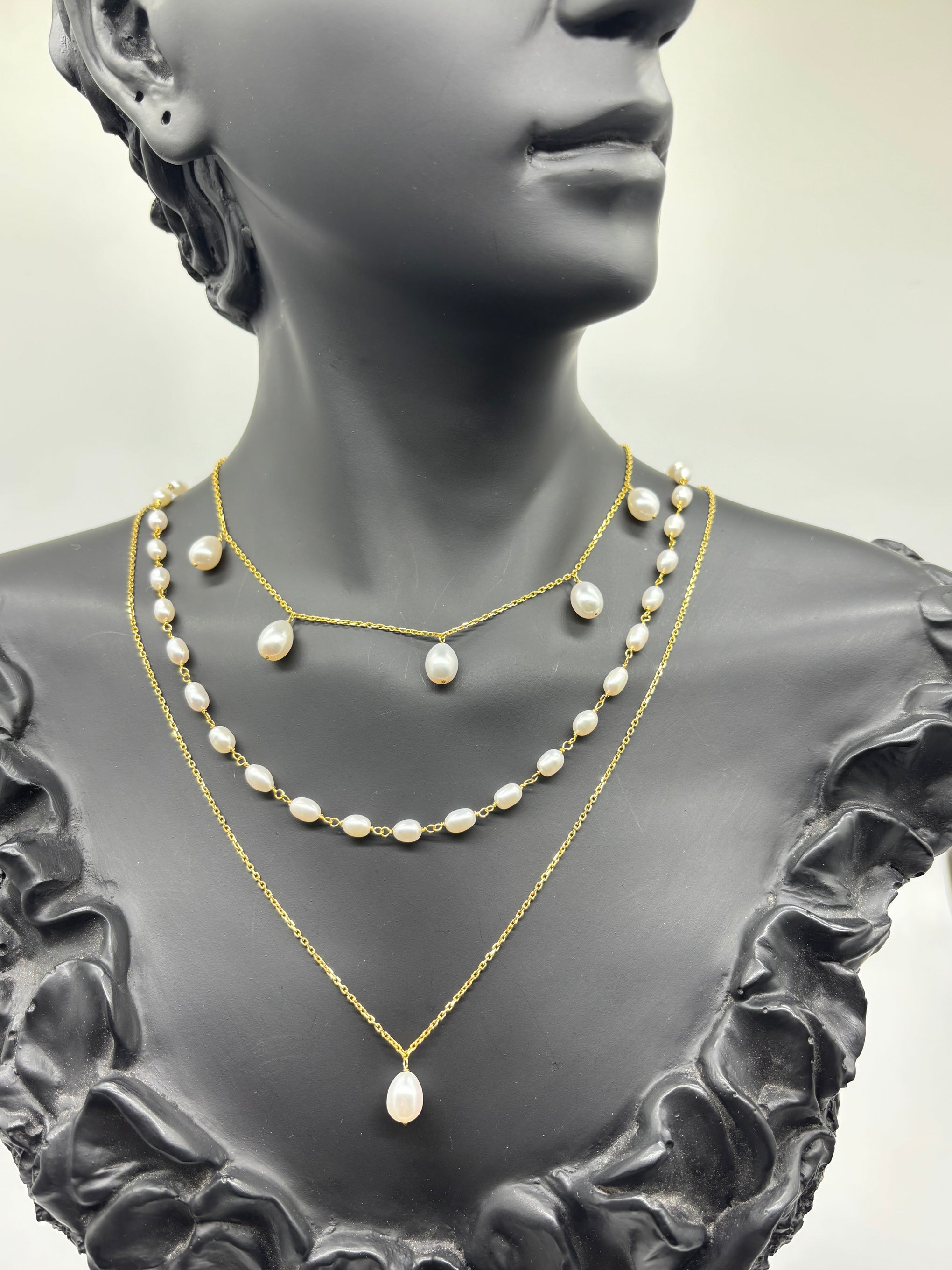 Doğal İnci Üçlü Kolye Set