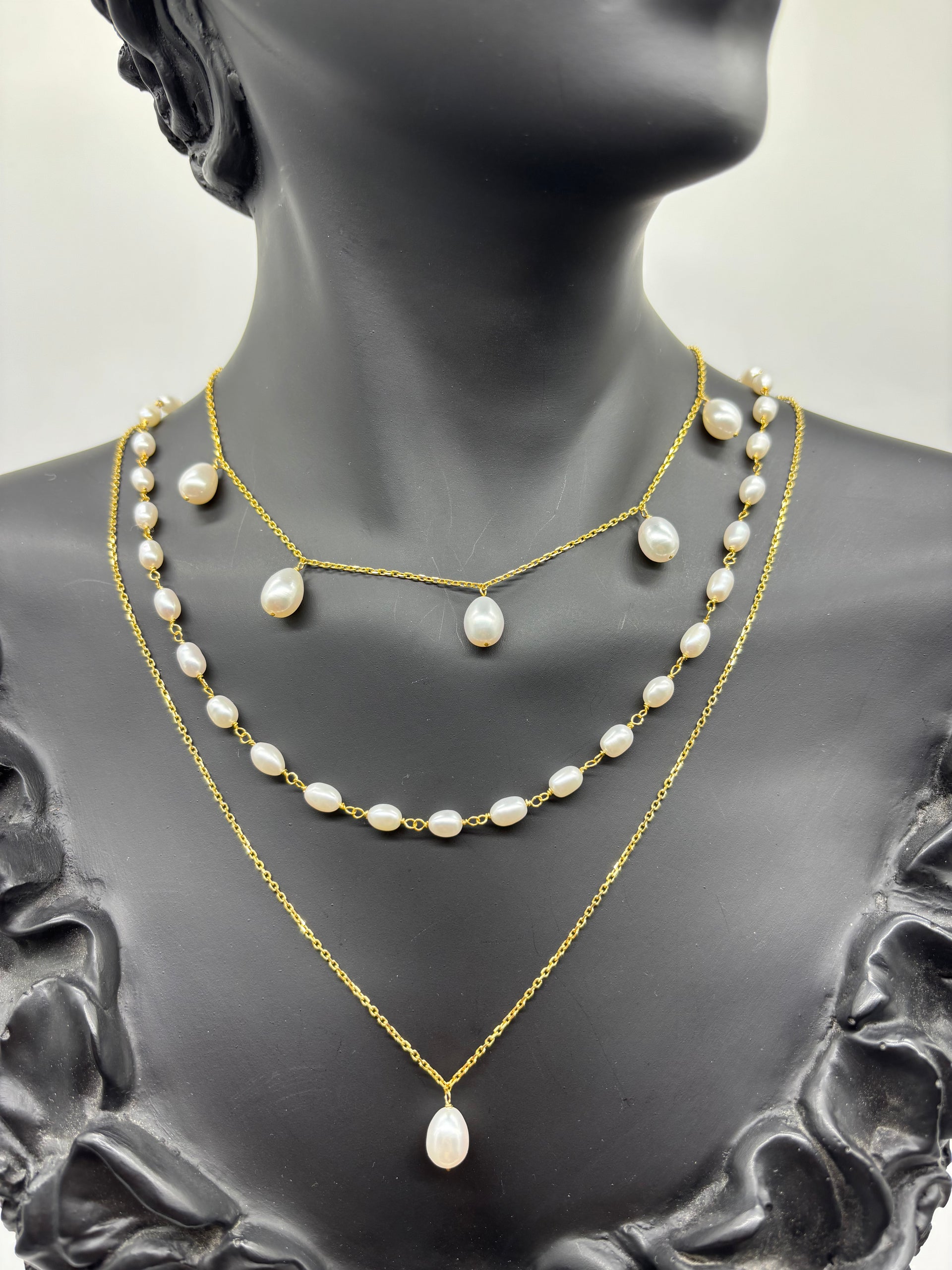 Doğal İnci Üçlü Kolye Set