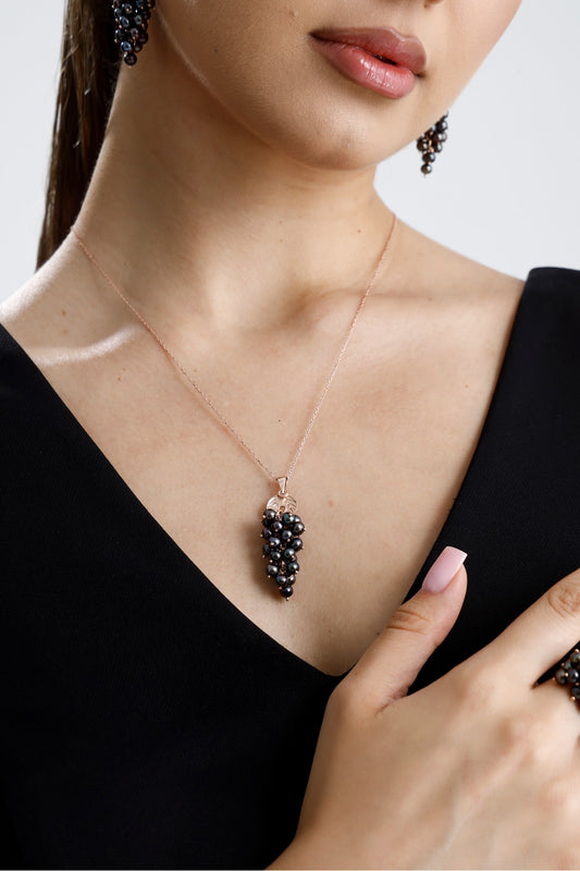 Üzüm Salkımı Doğal İnci Kolye