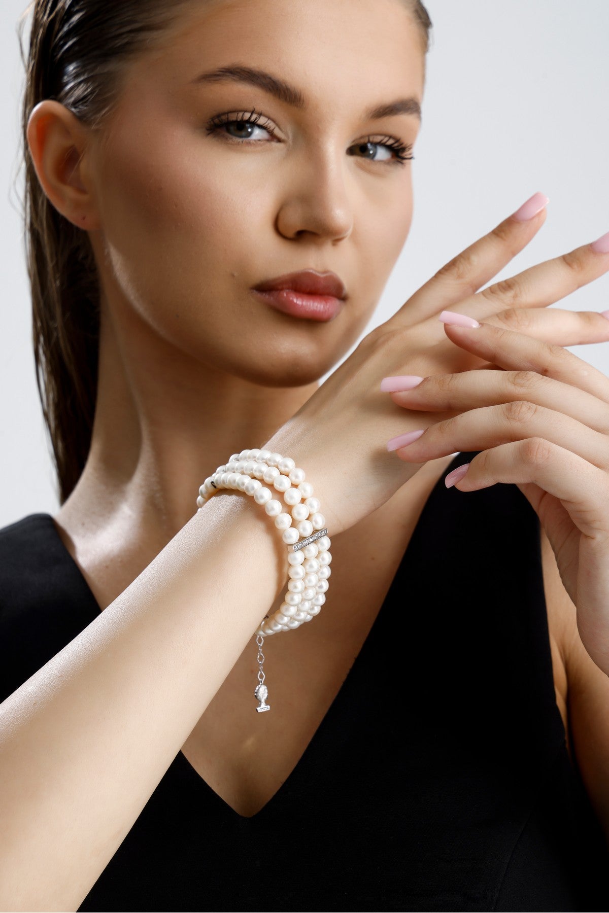 Doğal İnci Zirkon Taşlı Bileklik