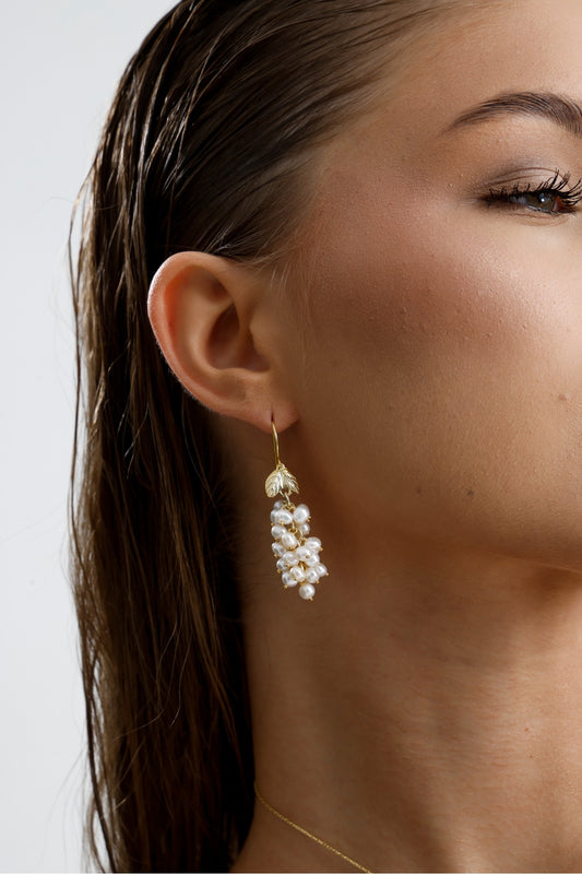 Üzümlü Doğal İnci Küpe