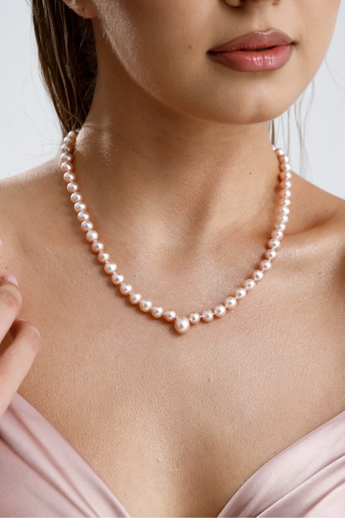 Pembe Damla İnci Kolye