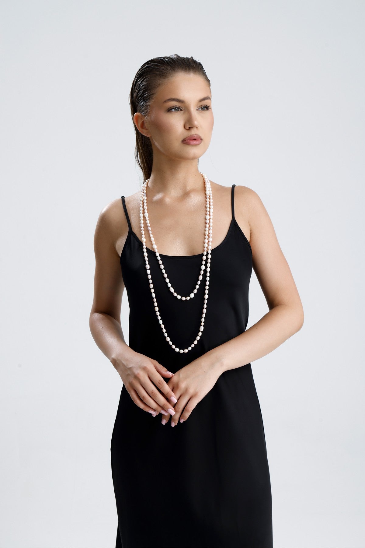 Drop Pembe Barok Doğal inci Uzun Kolye